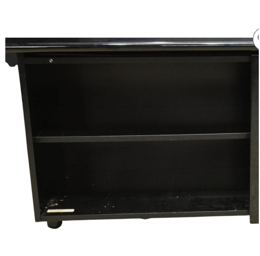 Italian Acerbis Modern Black Lacquer Sheraton Sideboard For Sale 3