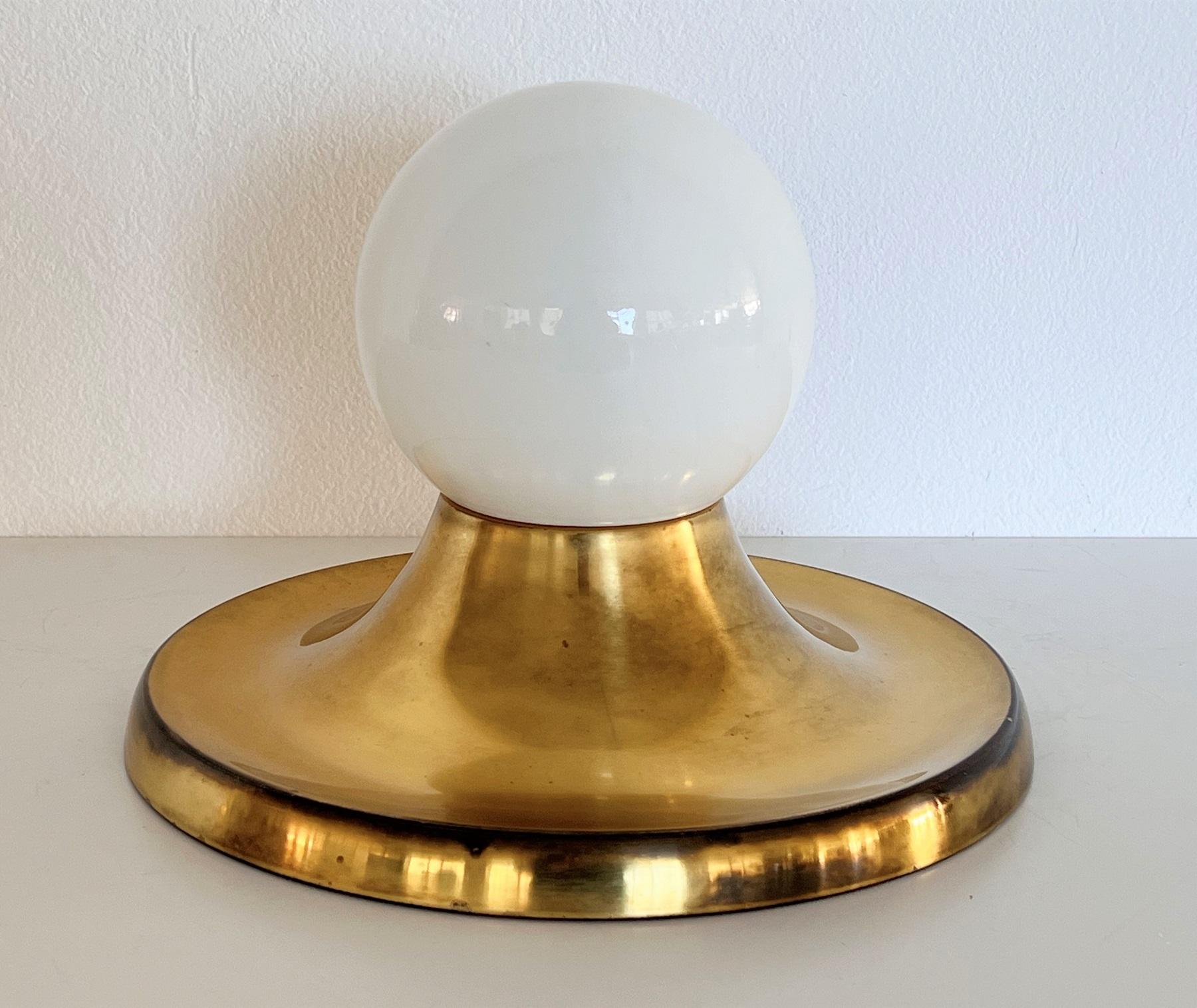 Brass Italian Achille Castiglioni 'Light Ball' Wall or Ceiling Lamp for Flos, 1960s For Sale