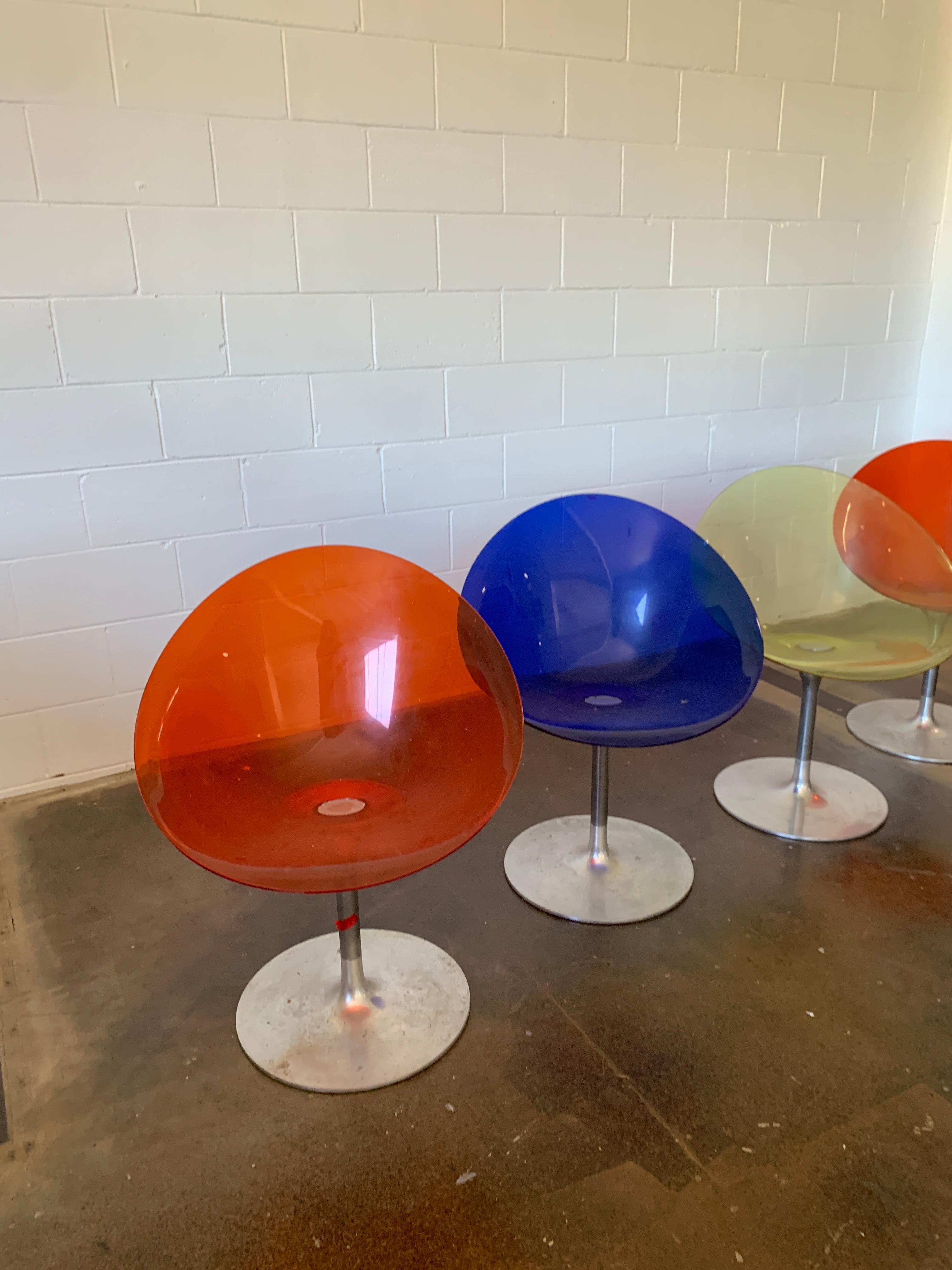 Space Age Italian Acrylic Swivel Chairs by Philippe Starck for Kartell