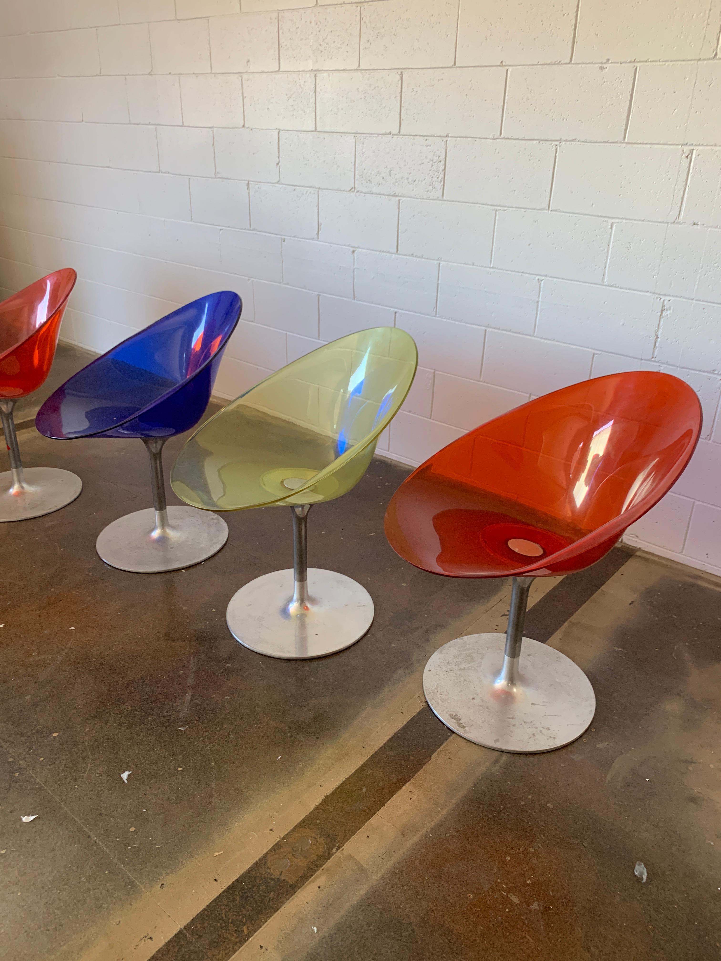 Metal Italian Acrylic Swivel Chairs by Philippe Starck for Kartell
