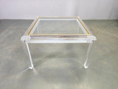 Italian Acrylic, Brass and Glass Coffee Table, 1980s