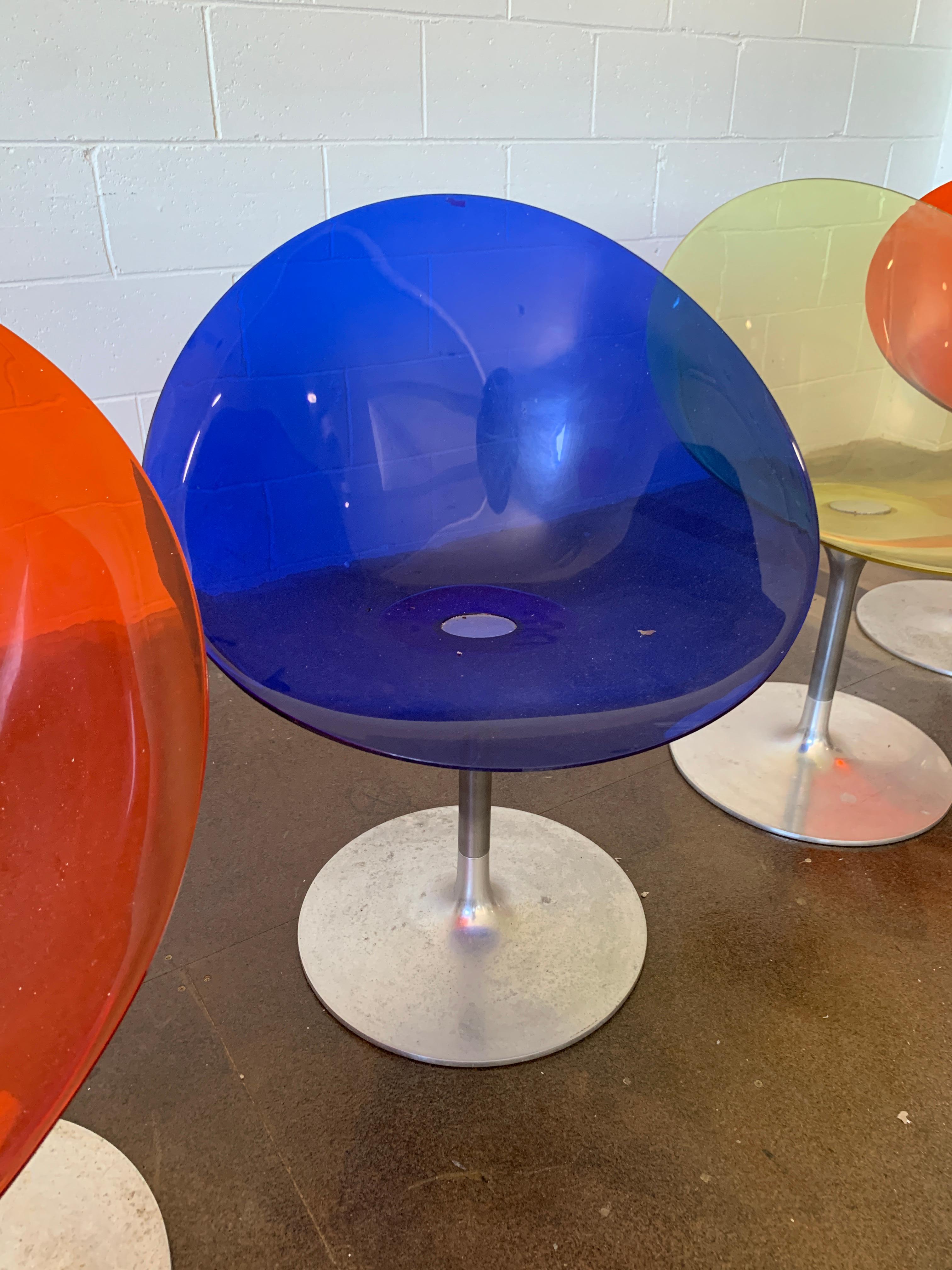 Italian Acrylic Swivel Chairs by Philippe Starck for Kartell In Fair Condition In Byron Bay, NSW
