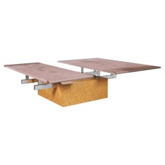 Italian Adjustable Birds-Eye Maple Coffee Table by Giovanni Offredi for Saporiti