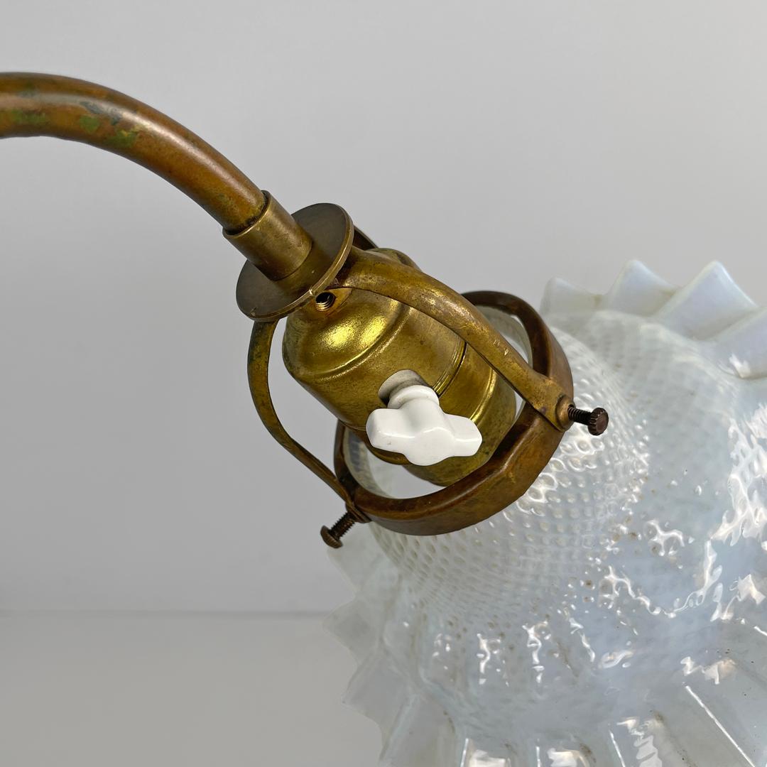 Italian adjustable brass and glass table lamp with ceramic switch, early 1900s 6
