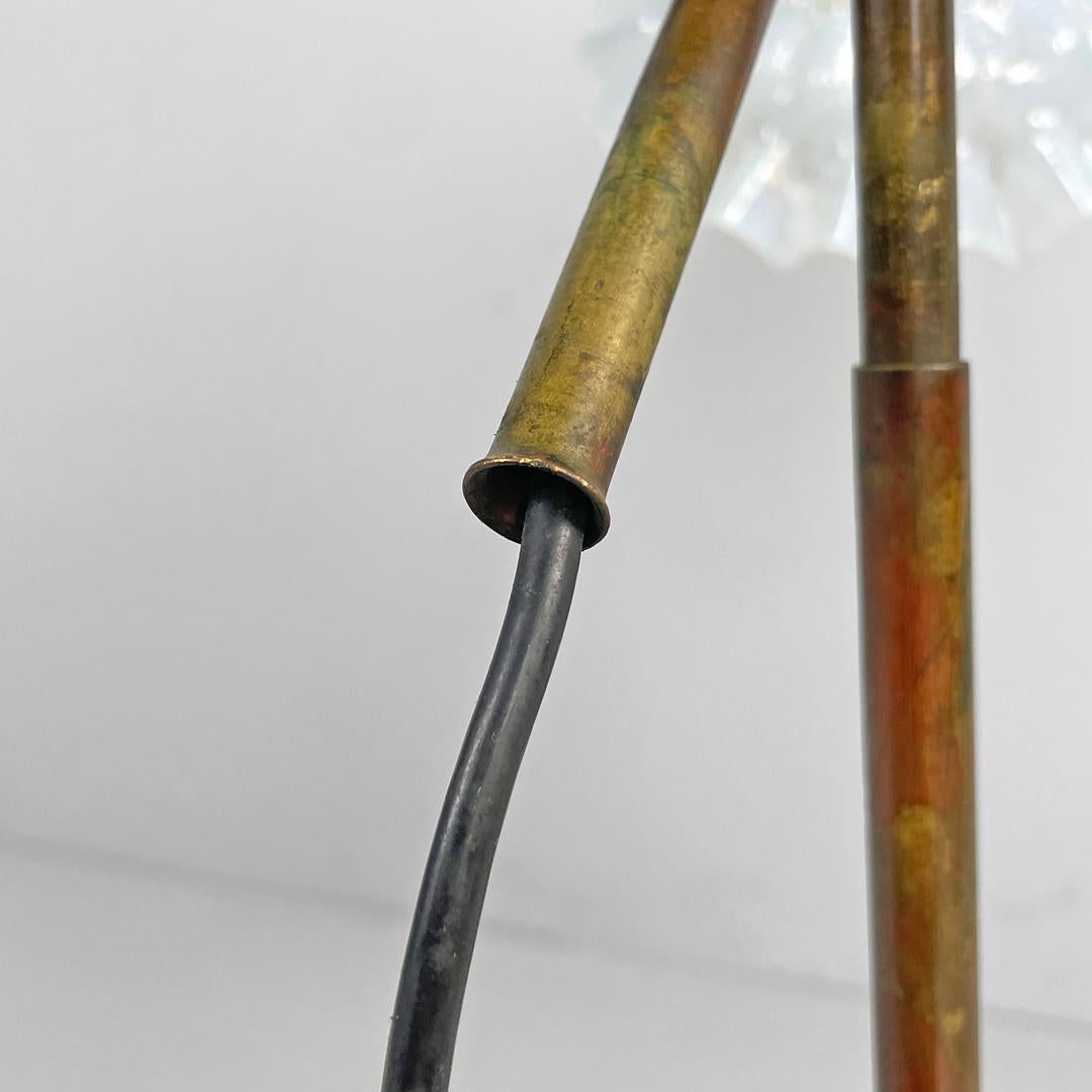 Italian adjustable brass and glass table lamp with ceramic switch, early 1900s 12