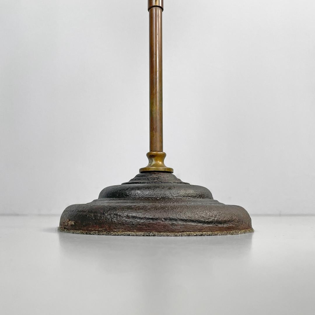 Italian adjustable brass and glass table lamp with ceramic switch, early 1900s 15
