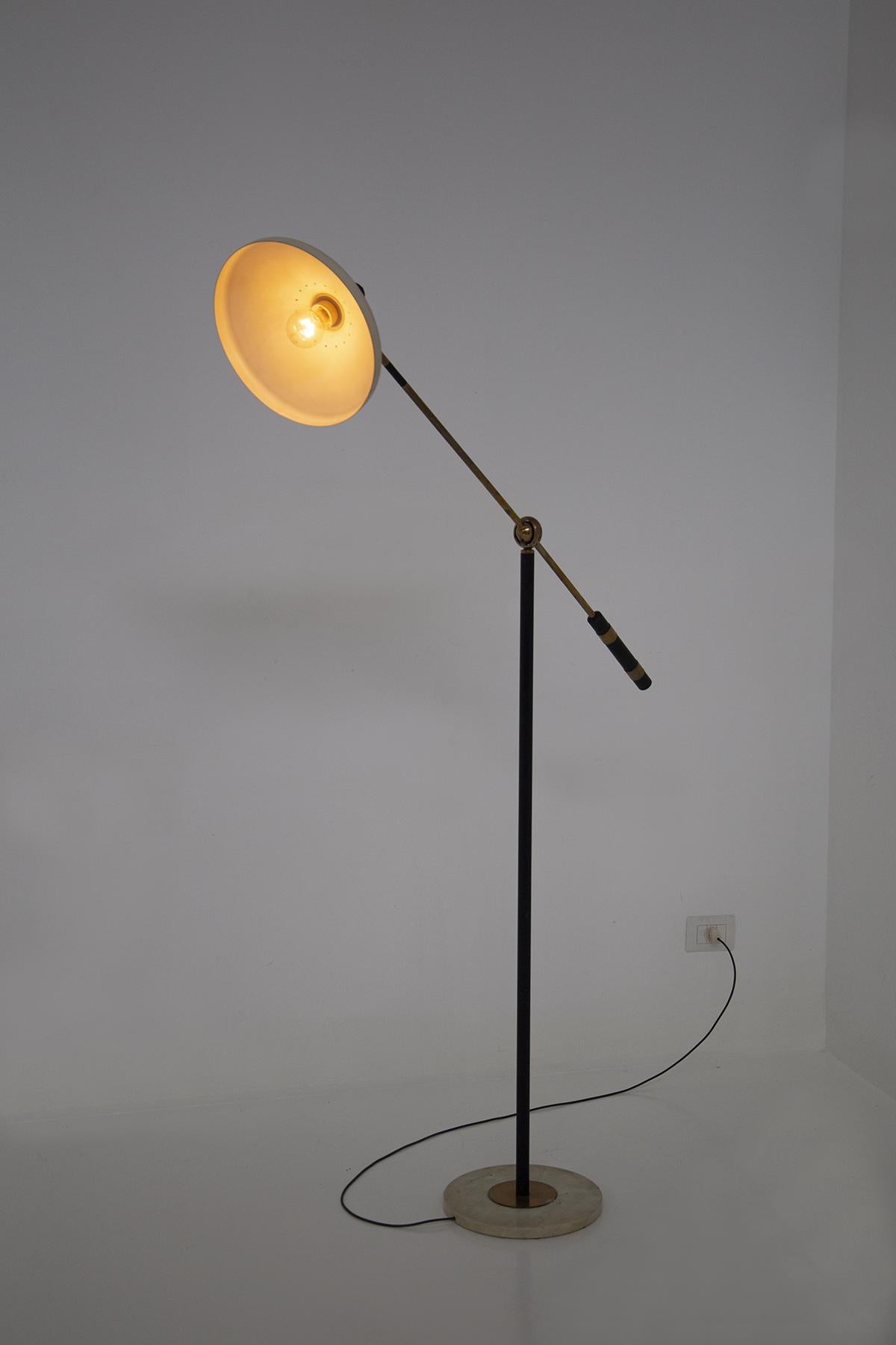 Mid-Century Modern Italian Adjustable Brass and Marble Floor Lamp