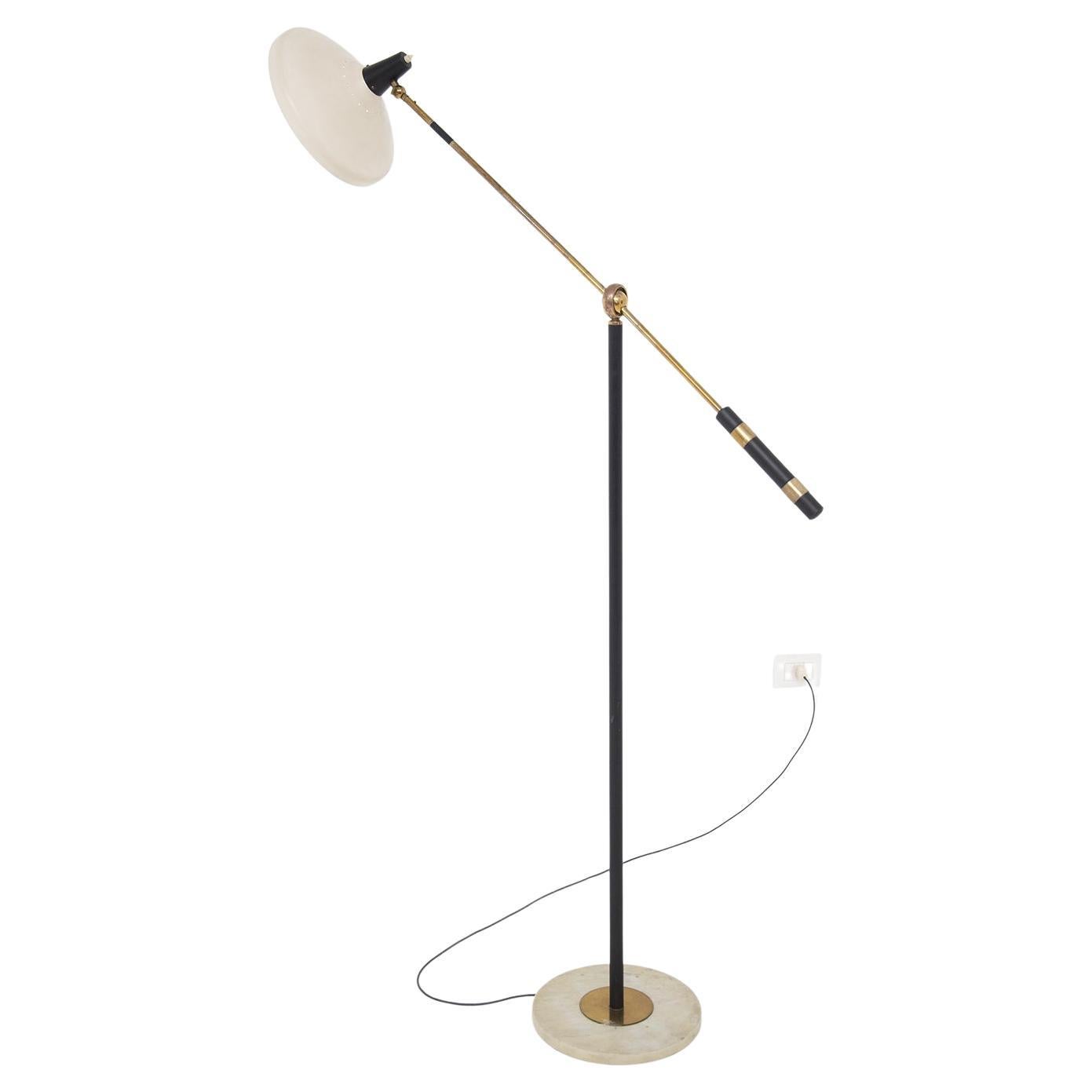 Italian Adjustable Brass and Marble Floor Lamp