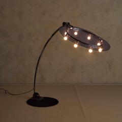 Italian Adjustable Chrome Floor Lamp with Curved Arm, 1970s