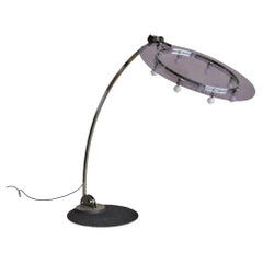Italian Adjustable Chrome Floor Lamp with Curved Arm, 1970s