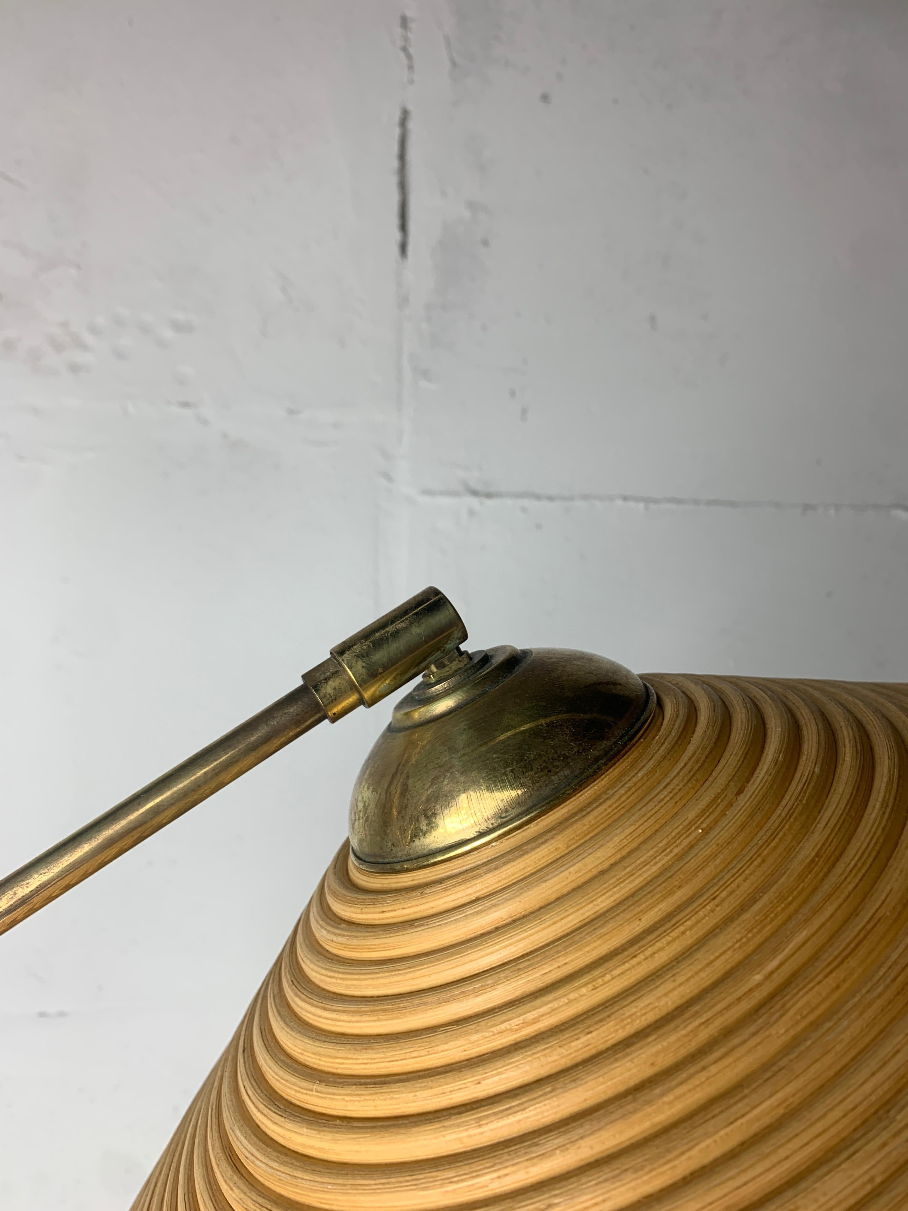 Italian Adjustable Floor Lamp in Pencil Reed, Bamboo, Rattan and Brass, 1970s 6
