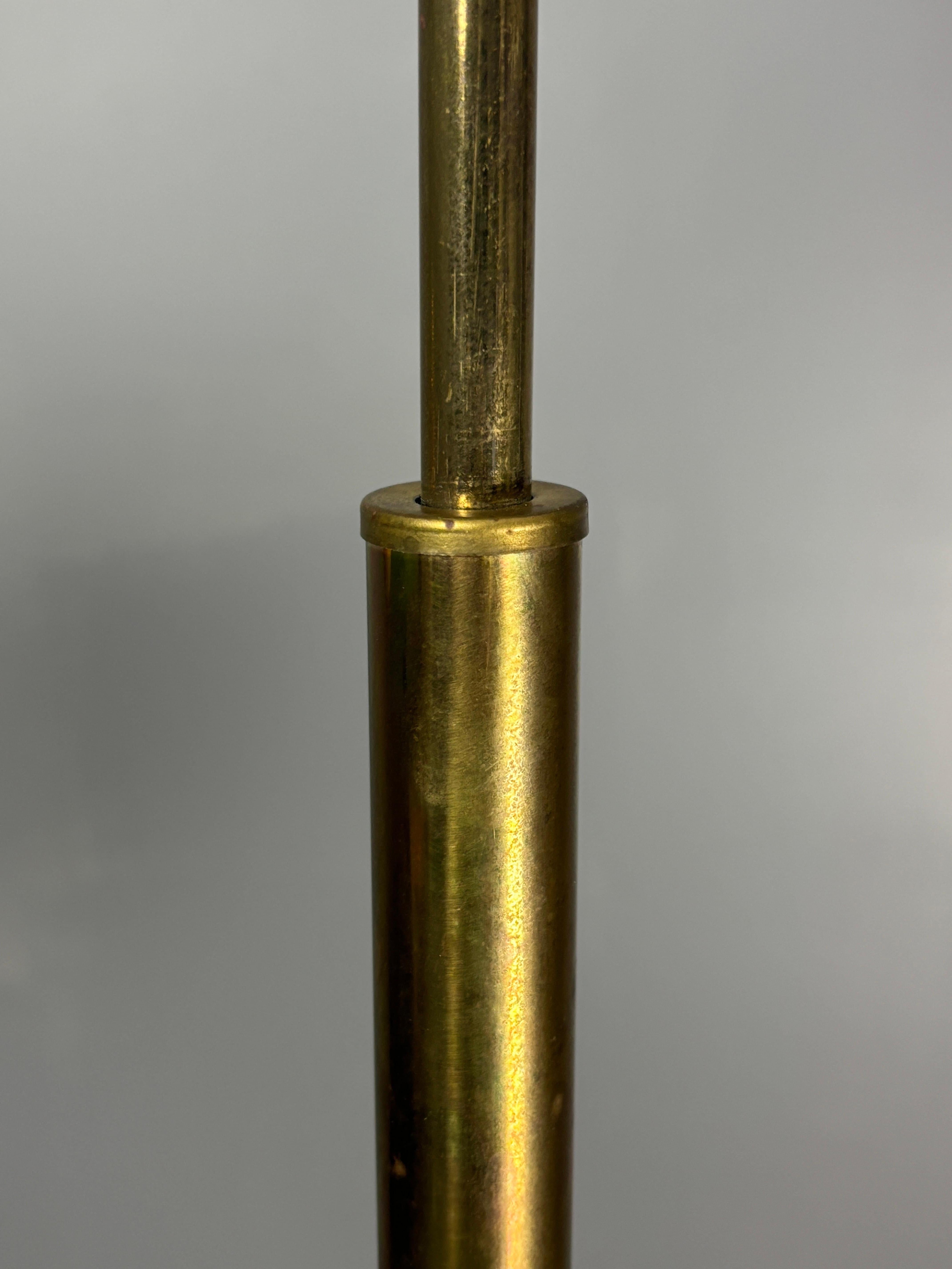 Italian Adjustable Floor Lamp in Pencil Reed, Bamboo, Rattan and Brass, 1970s For Sale 7