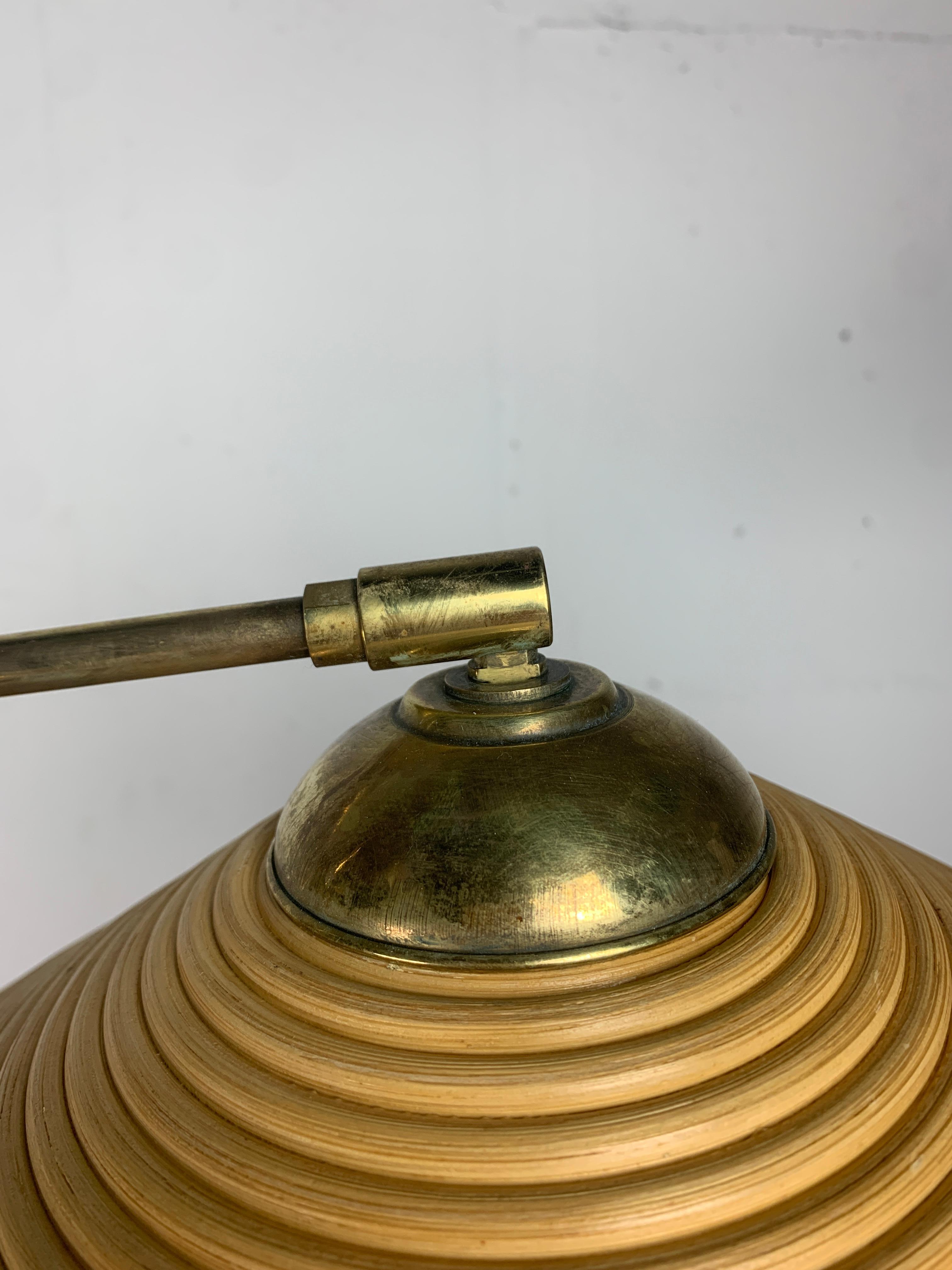 Italian Adjustable Floor Lamp in Pencil Reed, Bamboo, Rattan and Brass, 1970s 9