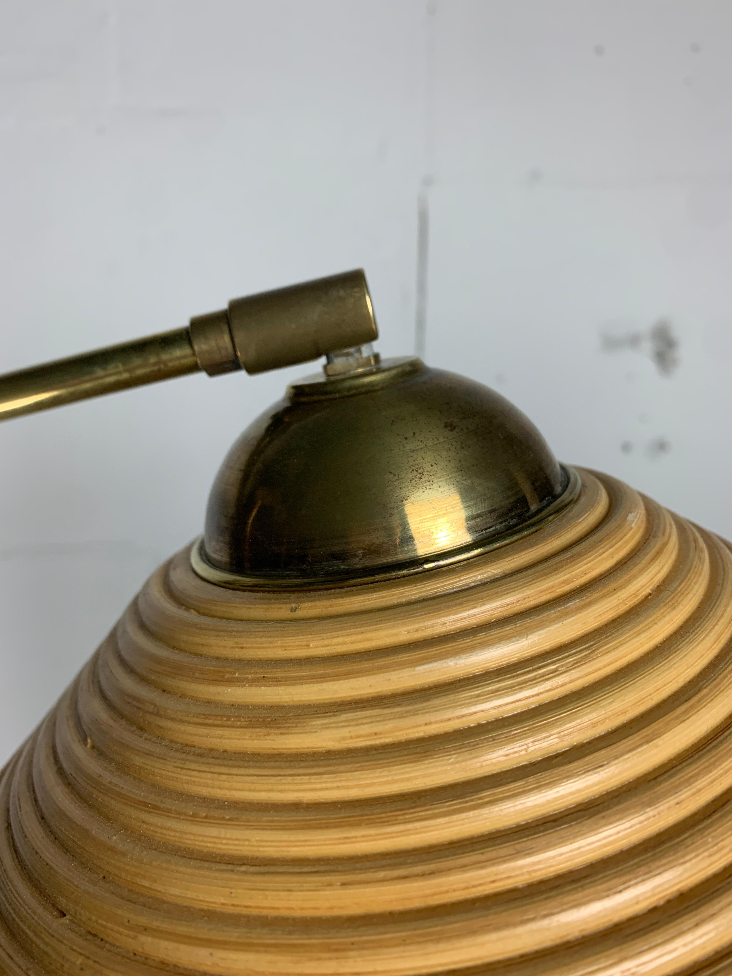 Italian Adjustable Floor Lamp in Pencil Reed, Bamboo, Rattan and Brass, 1970s In Good Condition In Zaandam, NL