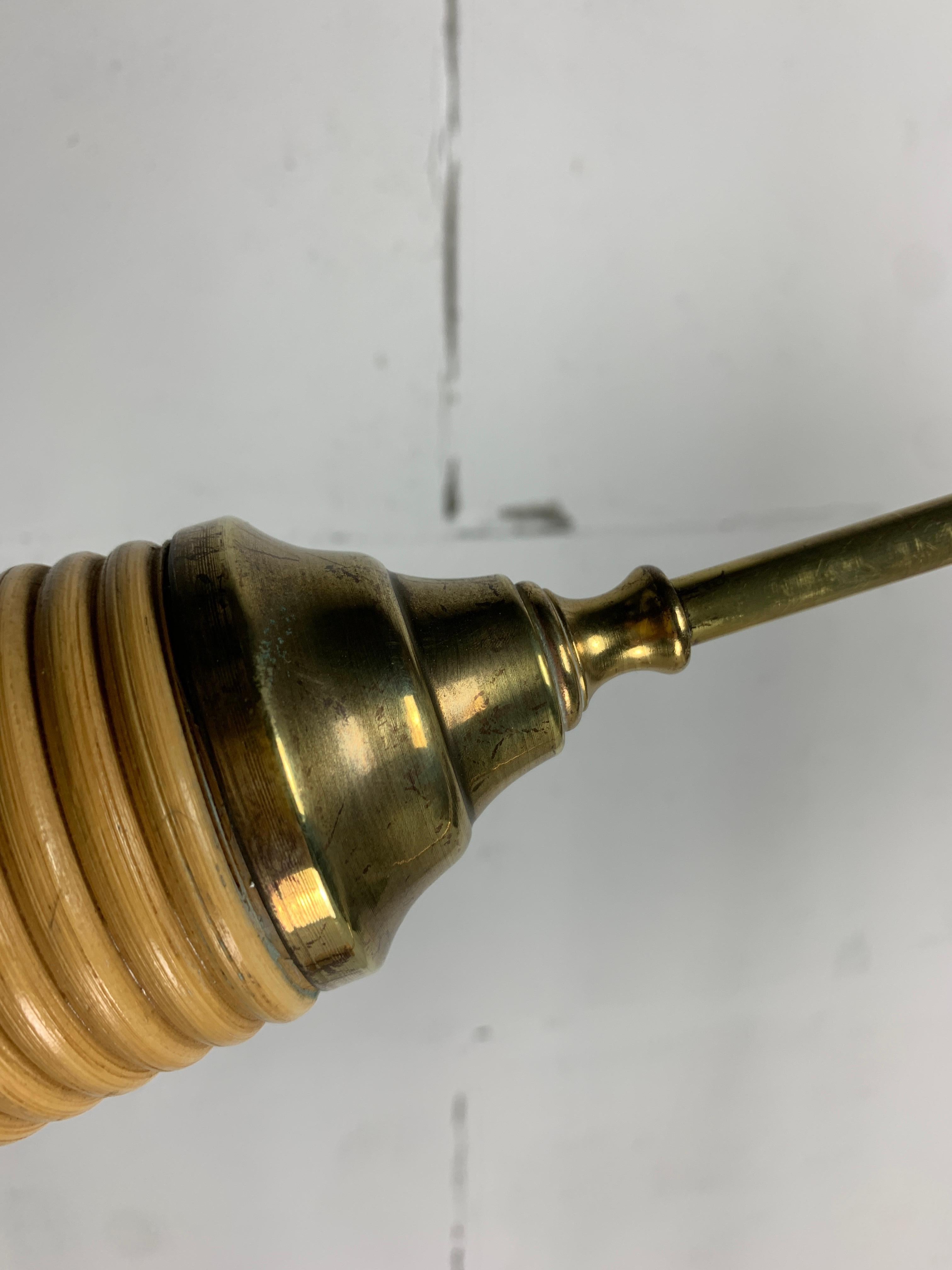 Italian Adjustable Floor Lamp in Pencil Reed, Bamboo, Rattan and Brass, 1970s 2
