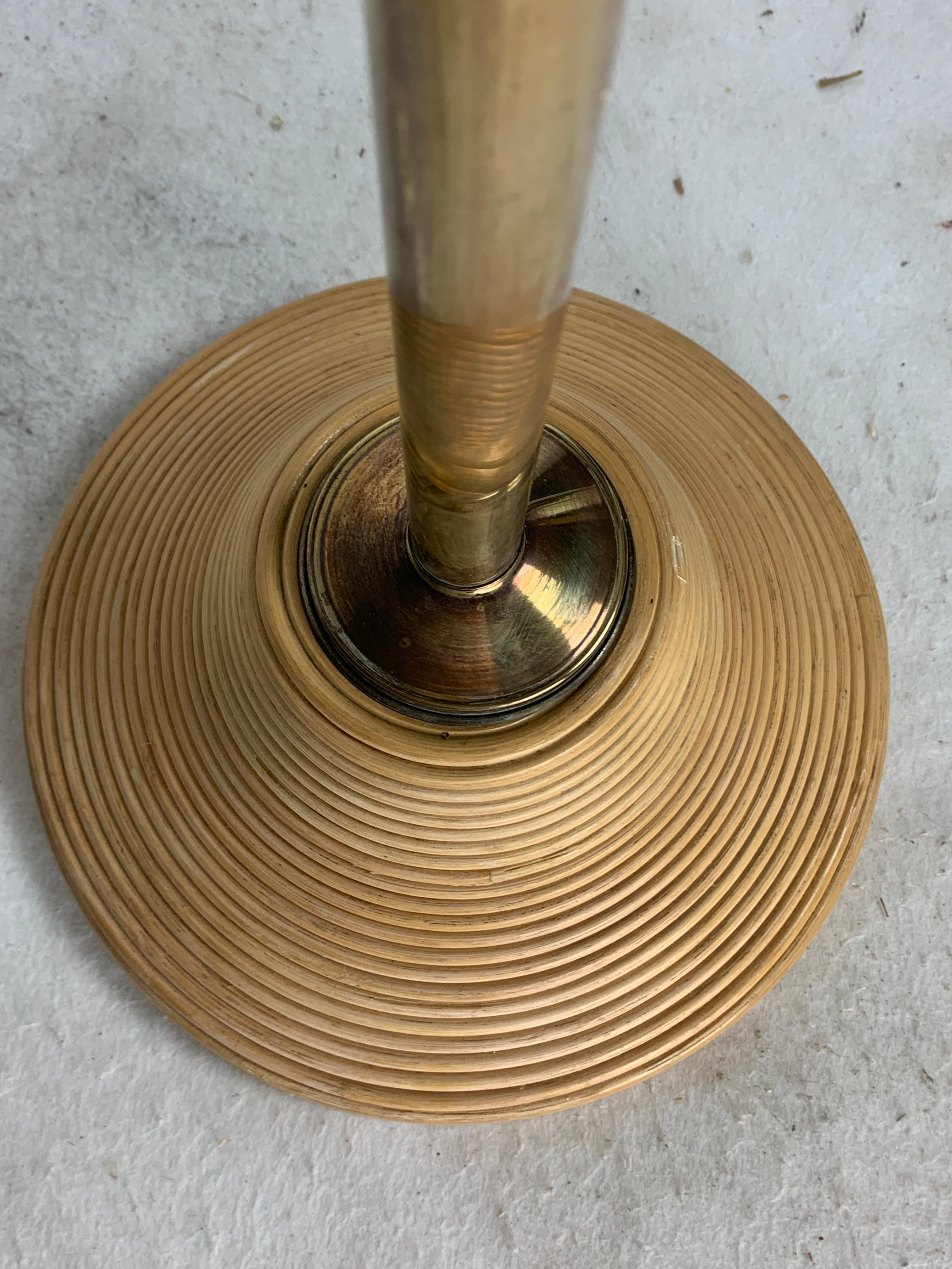 Italian Adjustable Floor Lamp in Pencil Reed, Bamboo, Rattan and Brass, 1970s 4