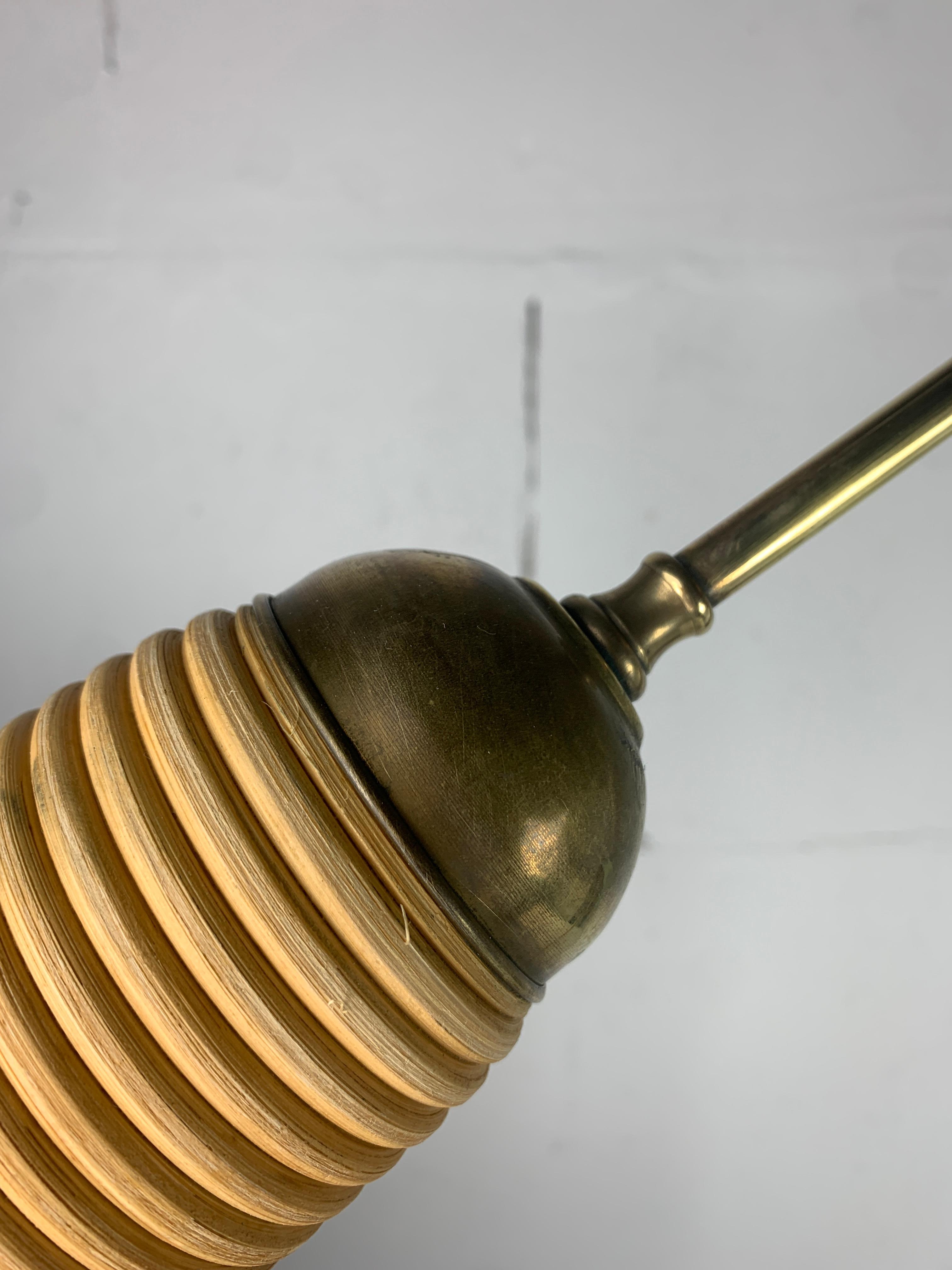 Italian Adjustable Floor Lamp in Pencil Reed, Bamboo, Rattan and Brass, 1970s 3