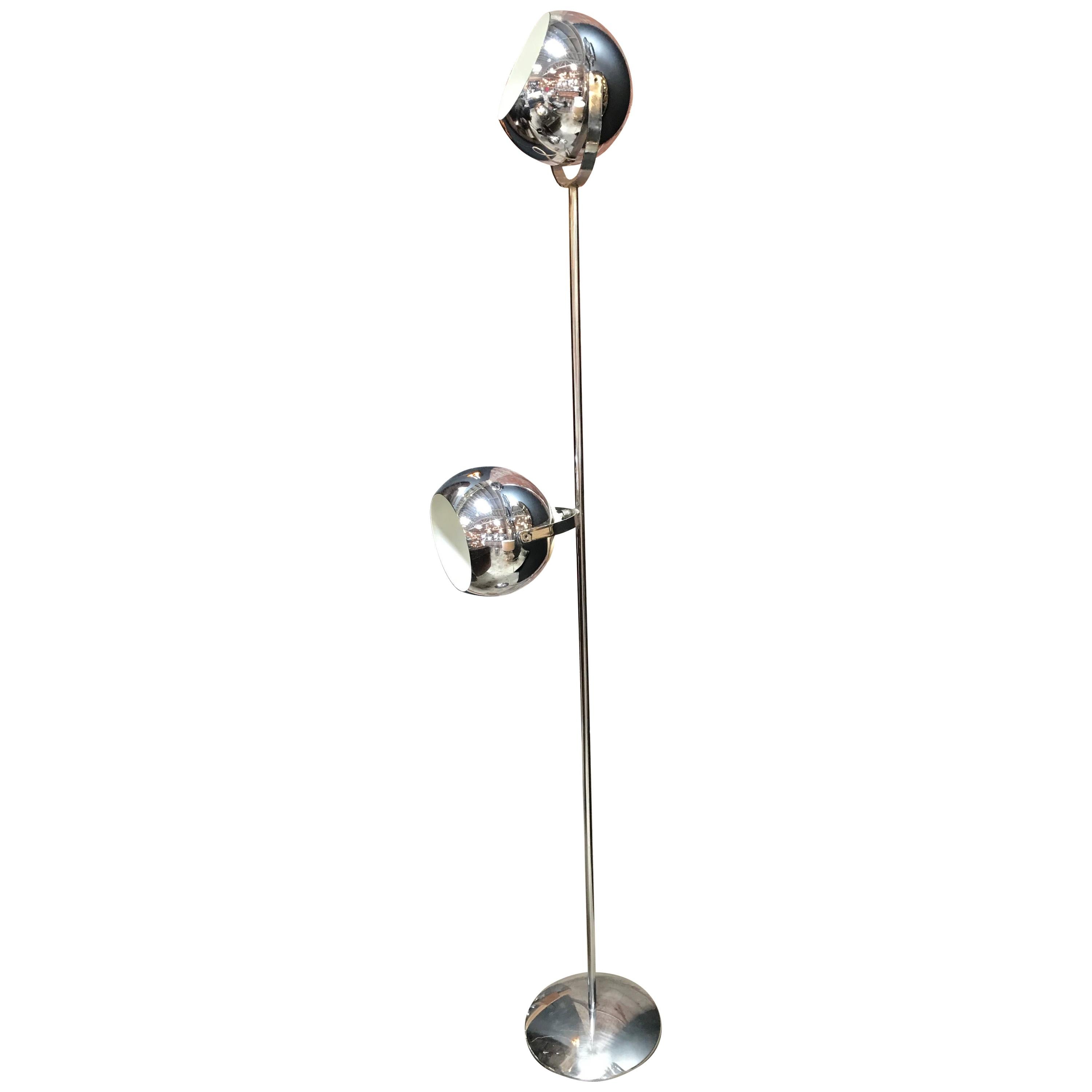 Italian Adjustable Floor Lamp with Articulating Globe Shades, 1970s For Sale