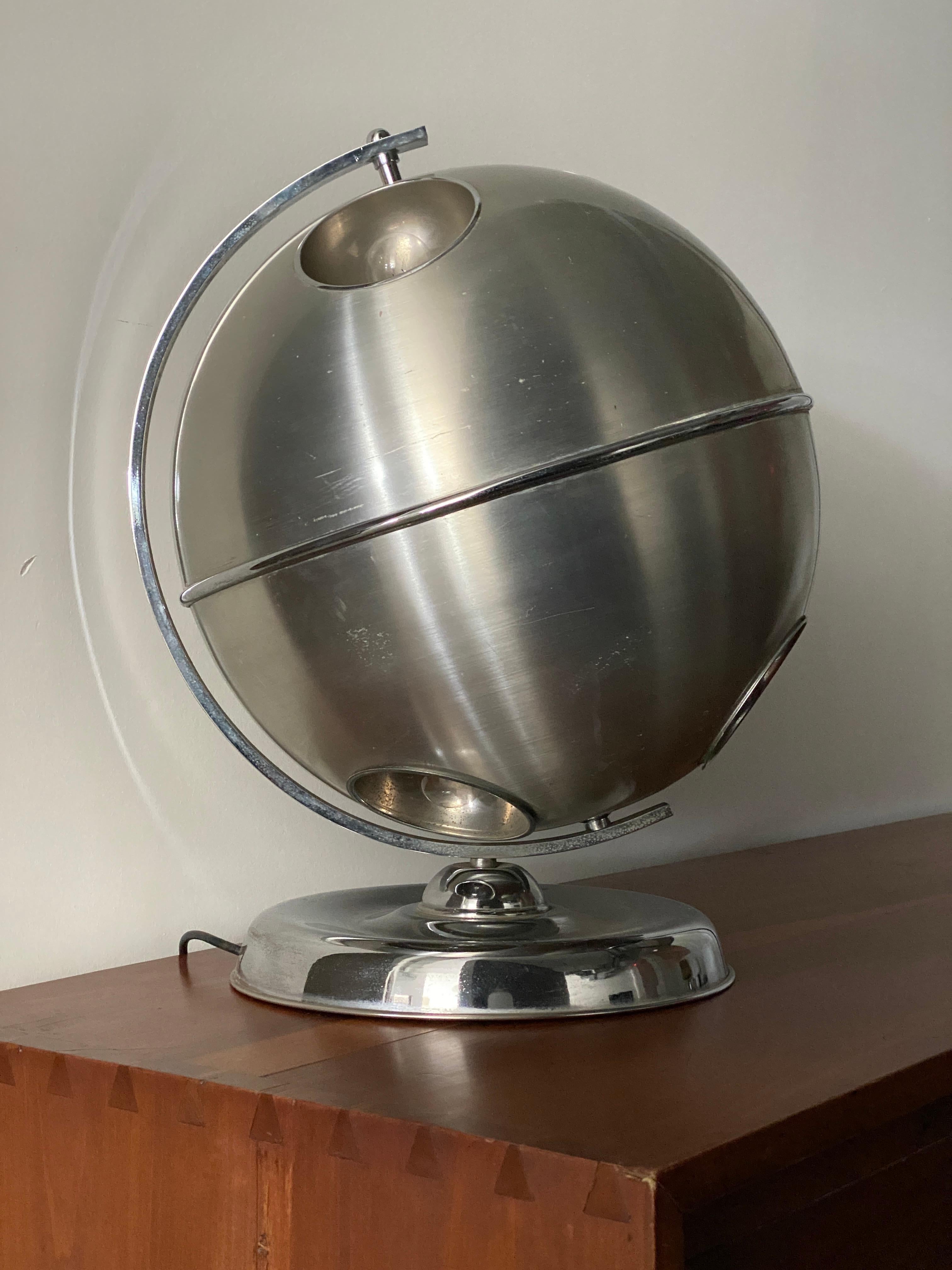 Metal Italian, Adjustable Modernist Table Lamp, Steel, Italy, 1950s