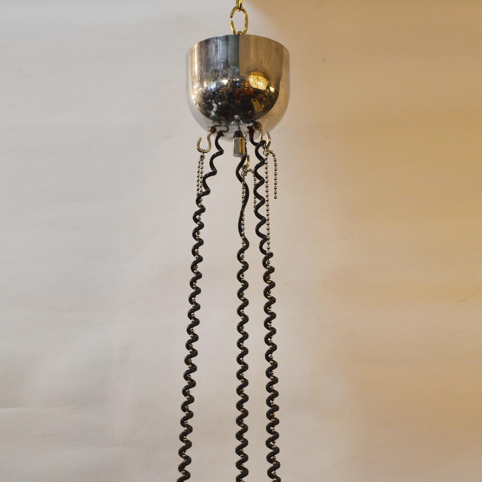 Italian adjustable side 3 lights chandelier, 1950.