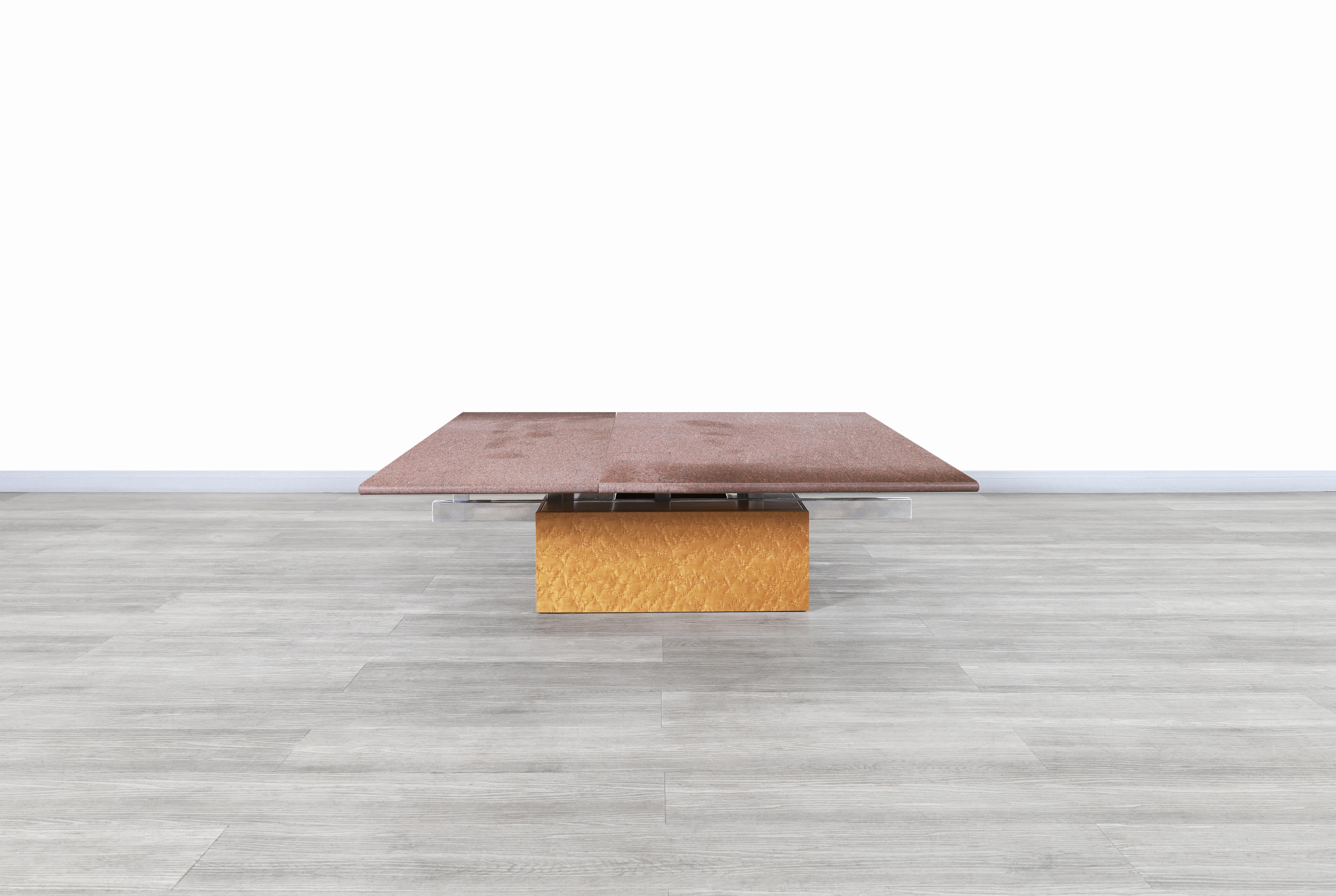 Italian Adjustable Birds-Eye Maple Coffee Table by Giovanni Offredi for Saporiti For Sale 3