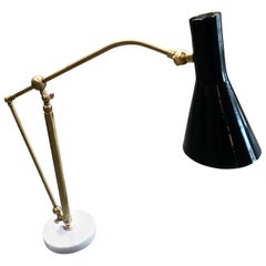 Italian Adjustable Table Lamp in Brass and Carrara Marble, 1950s