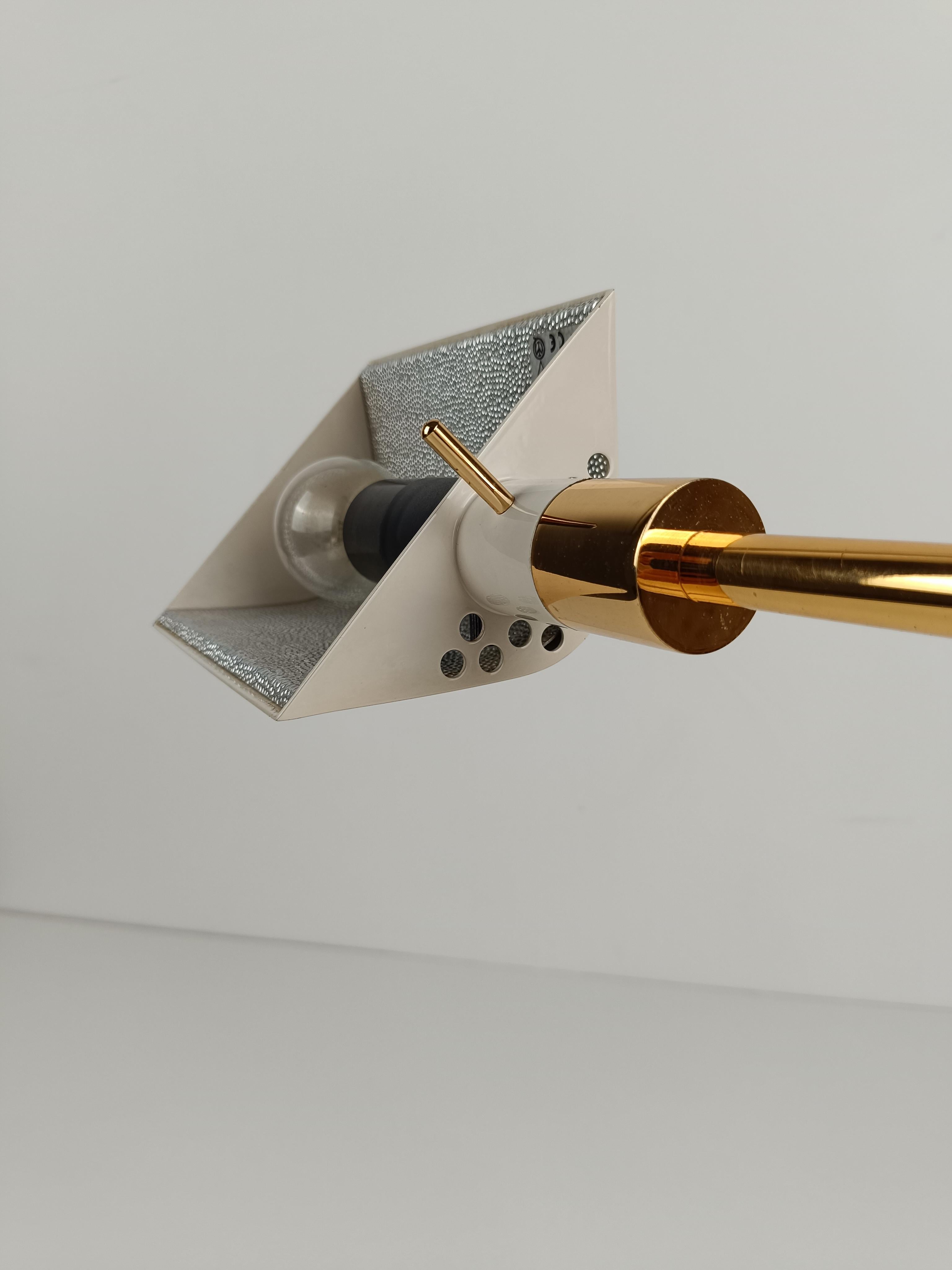 Italian Adjustable Table Lamp in Ivory White & Gilded Metal By F. Fabbian, 70s For Sale 8