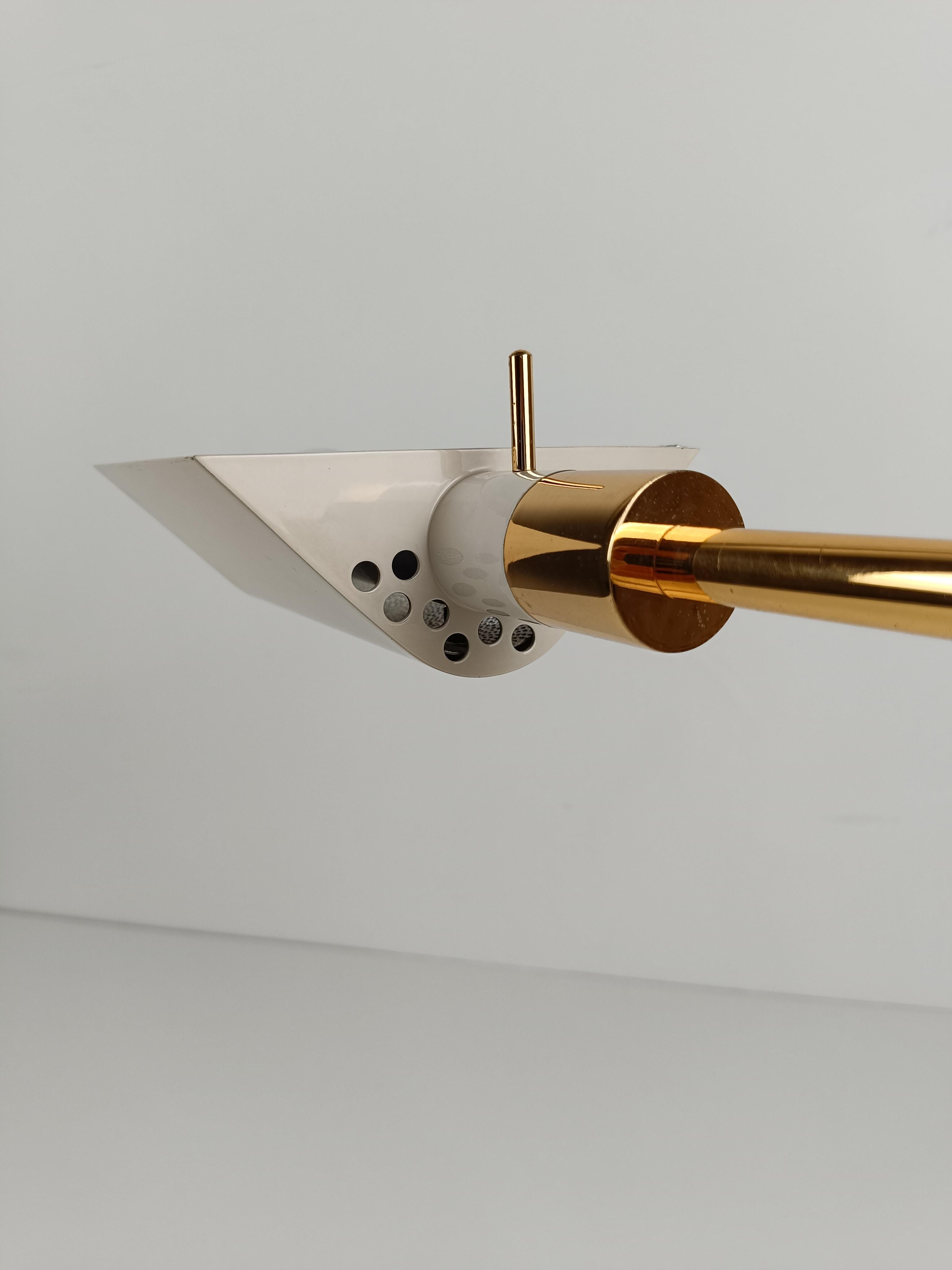 Italian Adjustable Table Lamp in Ivory White & Gilded Metal By F. Fabbian, 70s For Sale 9