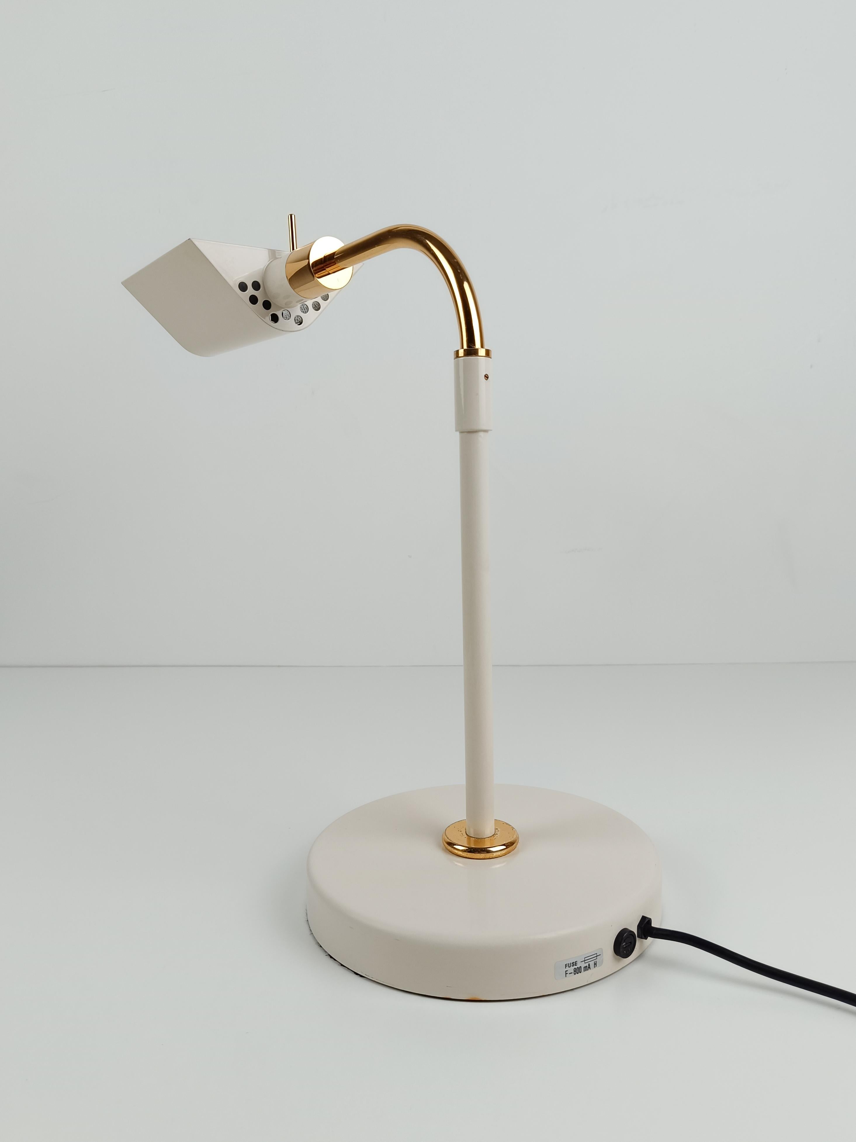 Italian Adjustable Table Lamp in Ivory White & Gilded Metal By F. Fabbian, 70s For Sale 11