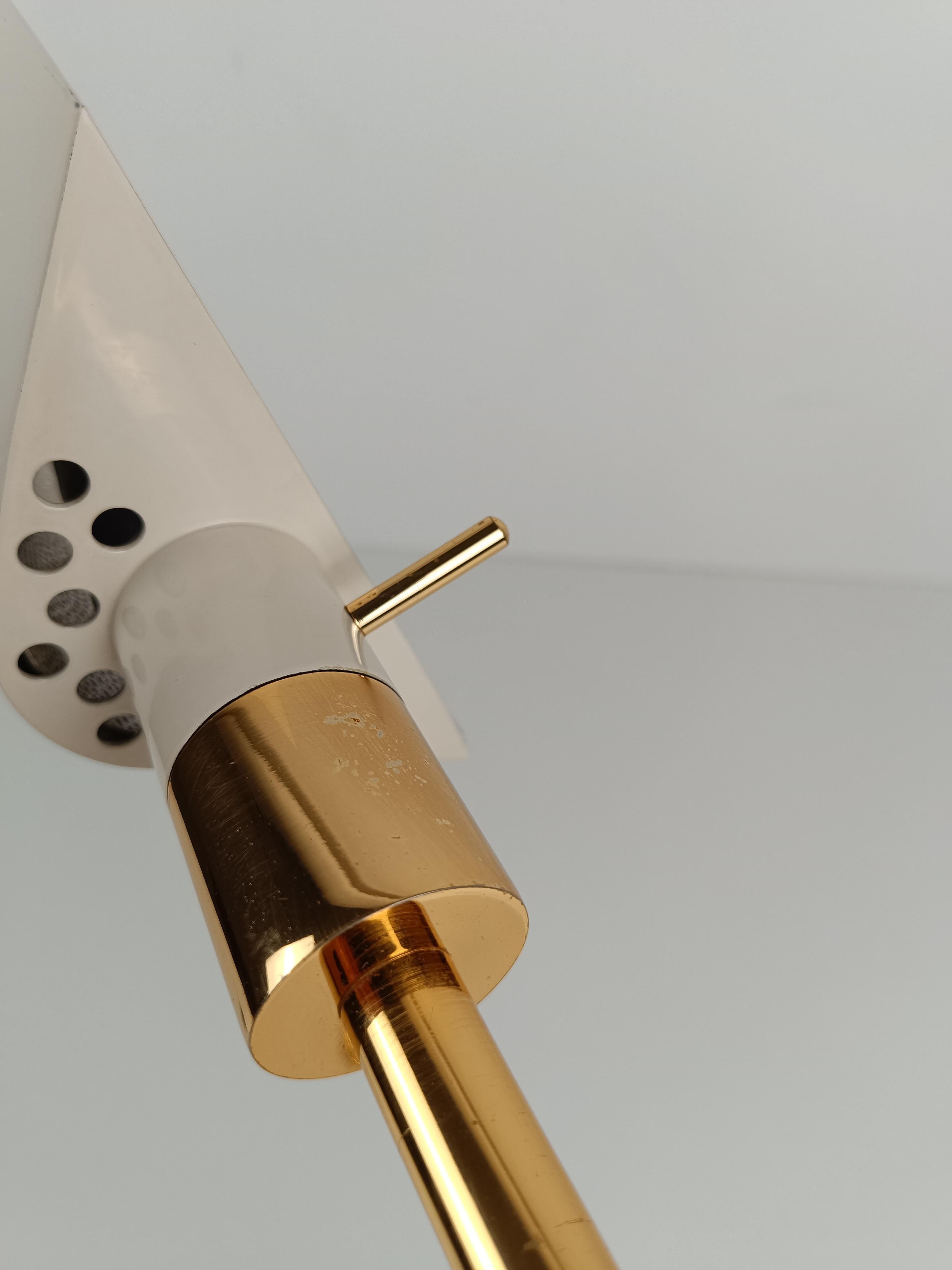 Italian Adjustable Table Lamp in Ivory White & Gilded Metal By F. Fabbian, 70s For Sale 12