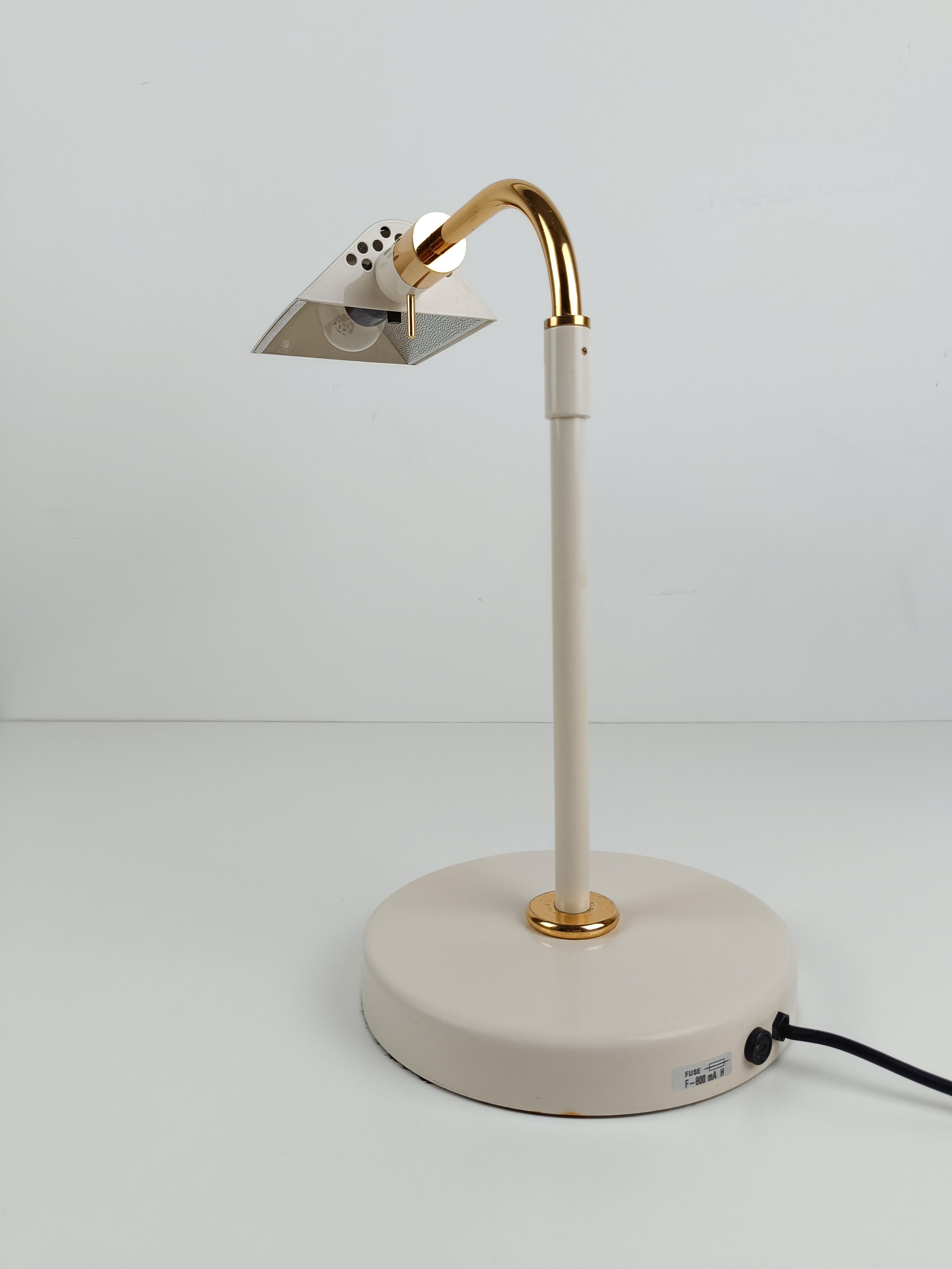 Italian Adjustable Table Lamp in Ivory White & Gilded Metal By F. Fabbian, 70s For Sale 6