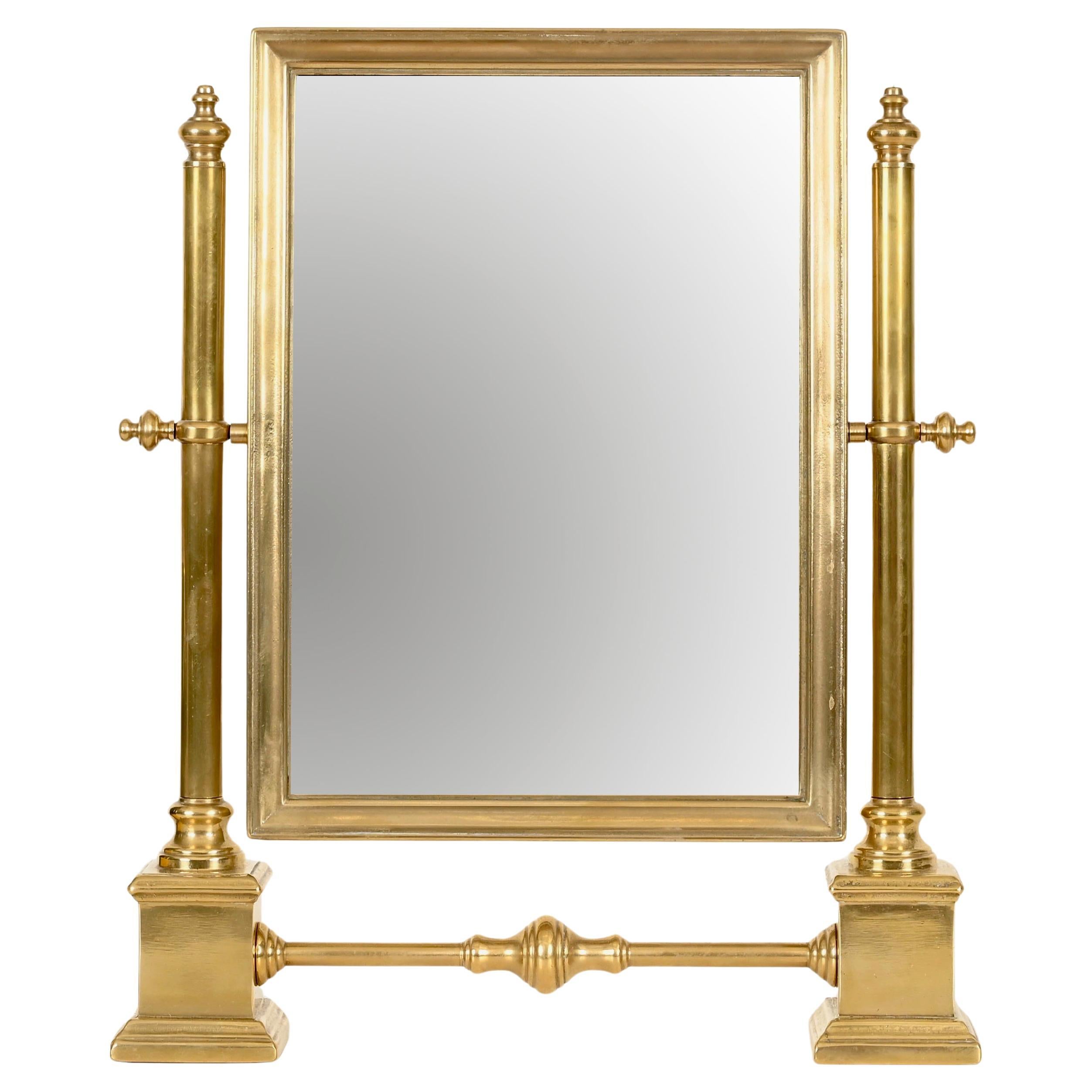 Italian Adjustable Table Vanity Mirror in Brass, Italy, 1950s en vente