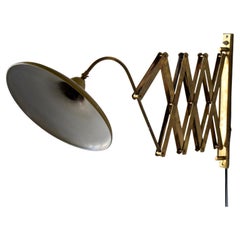 Italian, Adjustable Wall Light, Brass, Yellow Lacquered Metal, Italy, 1940s