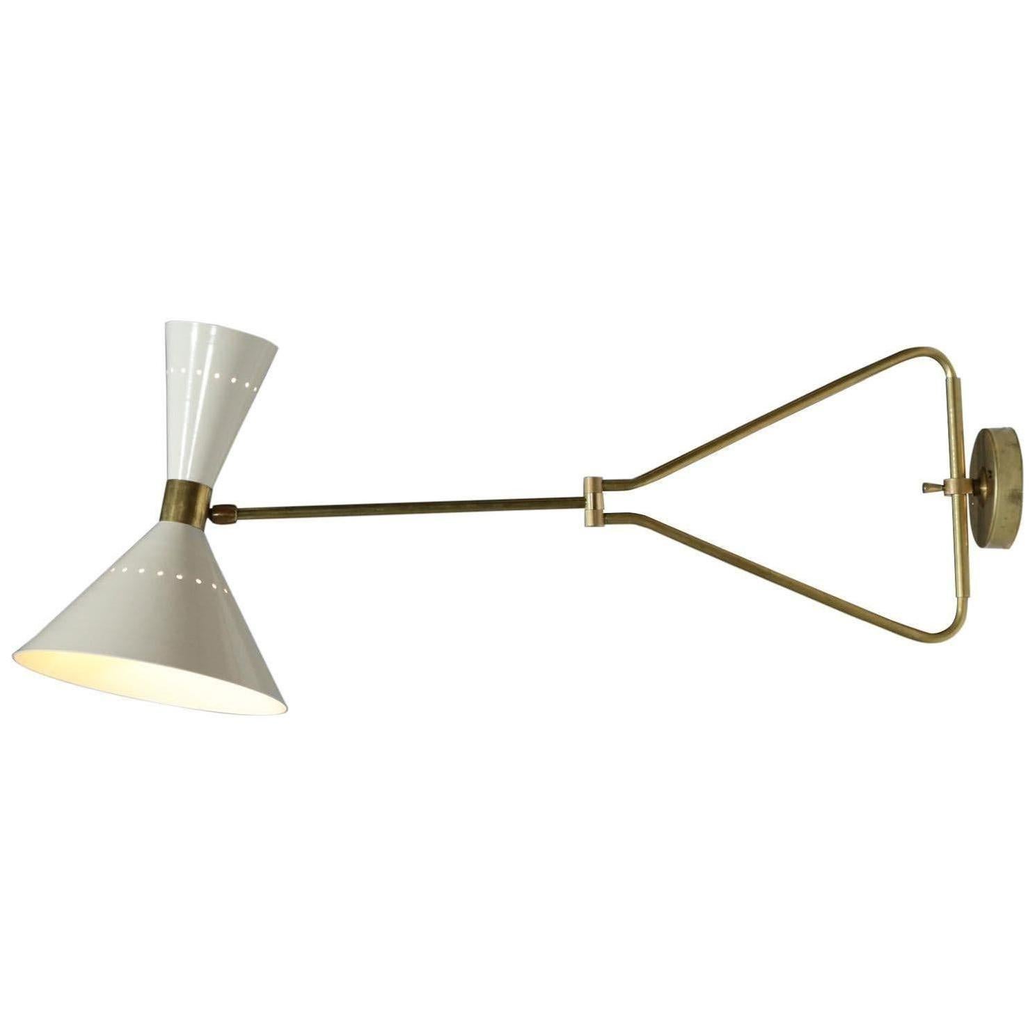 Italian Adjustable Wall Light "Perla" Beige Modern Brass For Sale