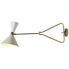 Italian Adjustable Wall Light "Perla" Beige Modern Brass