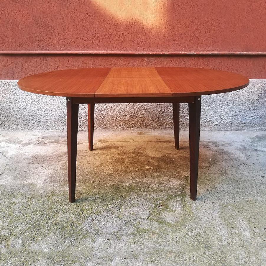 Mid-Century Modern Italian Adjustable Wood Round Table, 1960s