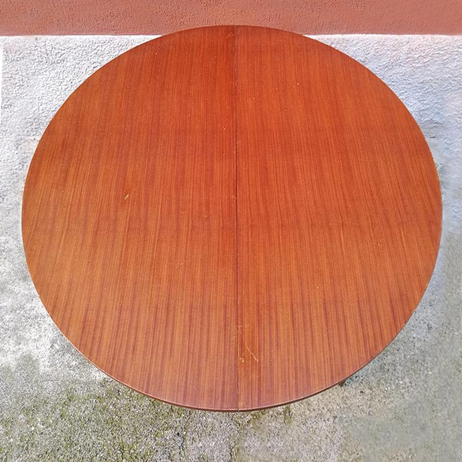 Mid-20th Century Italian Adjustable Wood Round Table, 1960s