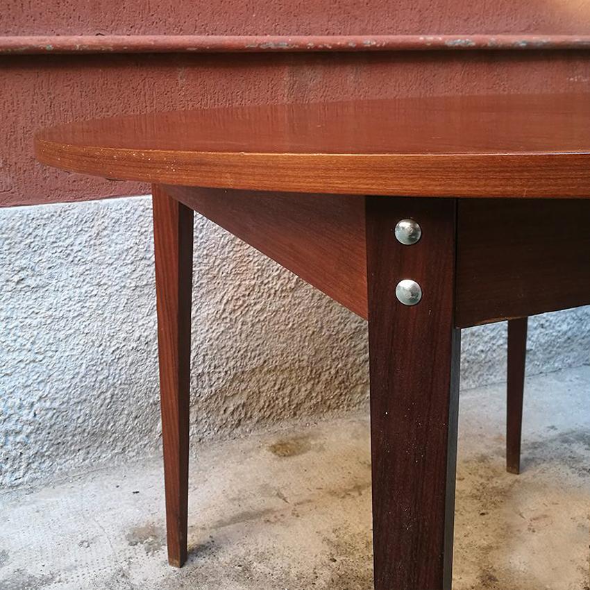Italian Adjustable Wood Round Table, 1960s 1