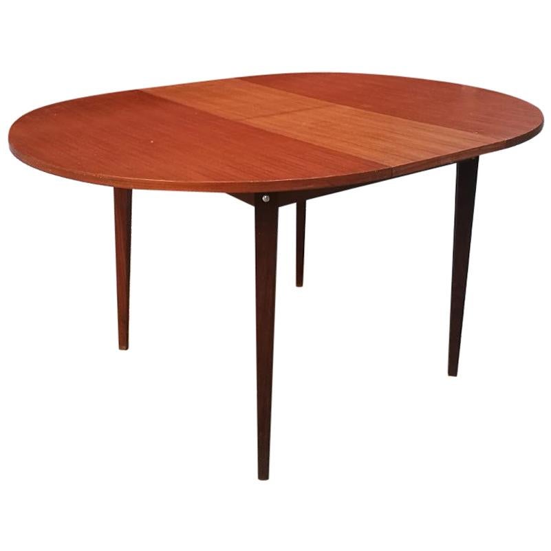 Italian Adjustable Wood Round Table, 1960s