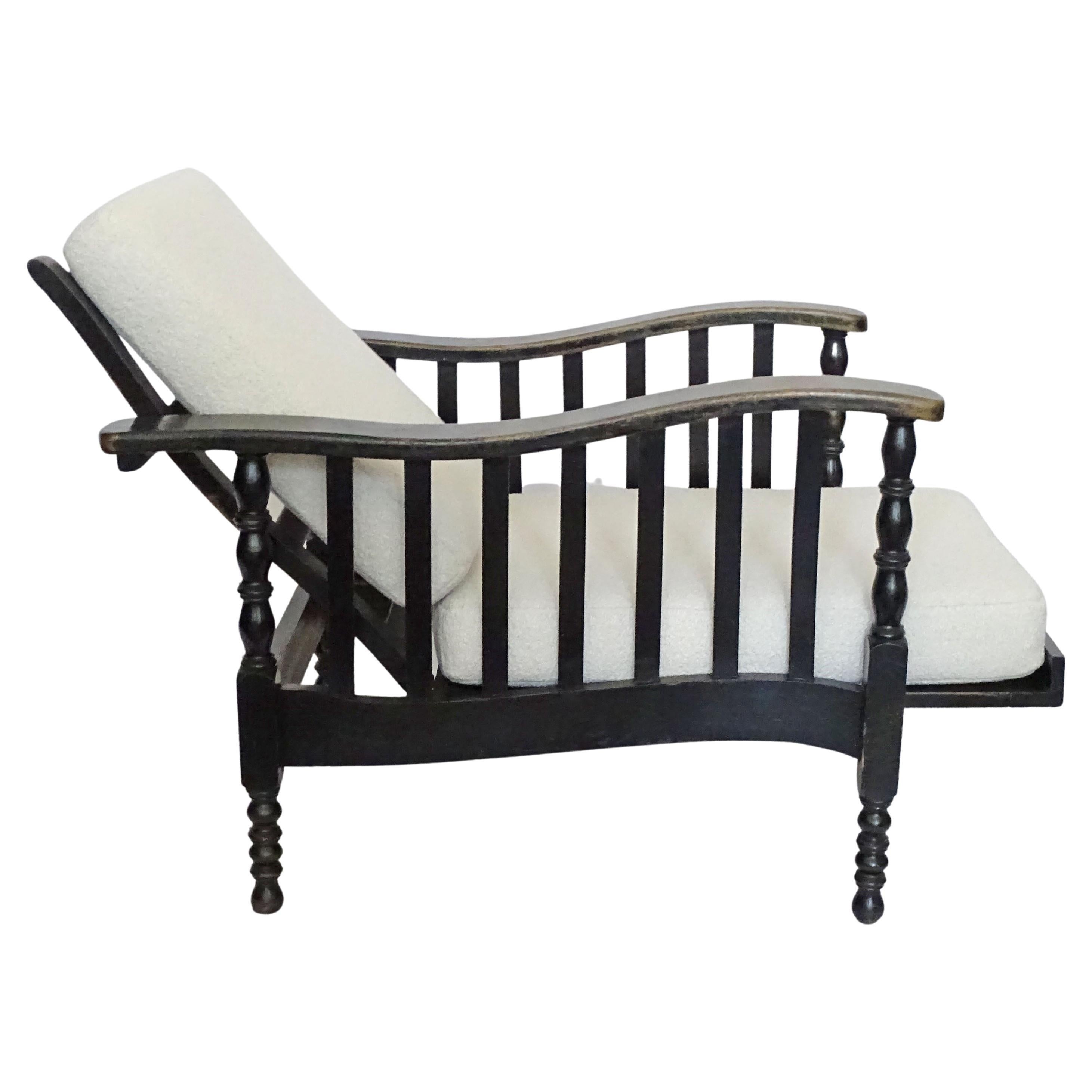 Italian Adjustable Wooden Lounge Chair, Italy 1940s For Sale