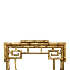 Italian Aesthetic 47" Faux Bamboo Gilt Wood Mirror With Greek Key Elements C1930