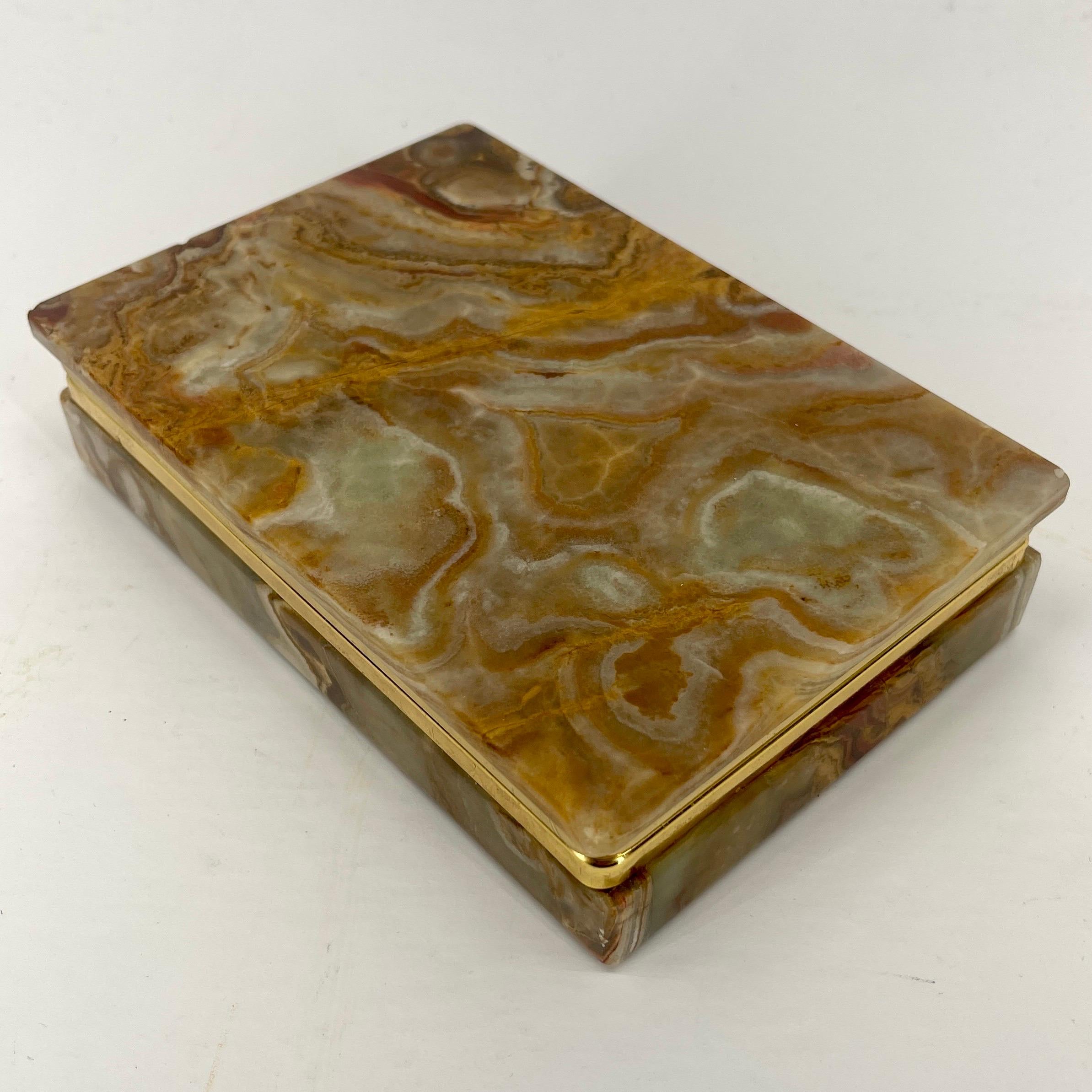 Italian Agate Jewelry Box with Gilt Brass Hardware, Circa 1960's  For Sale 5