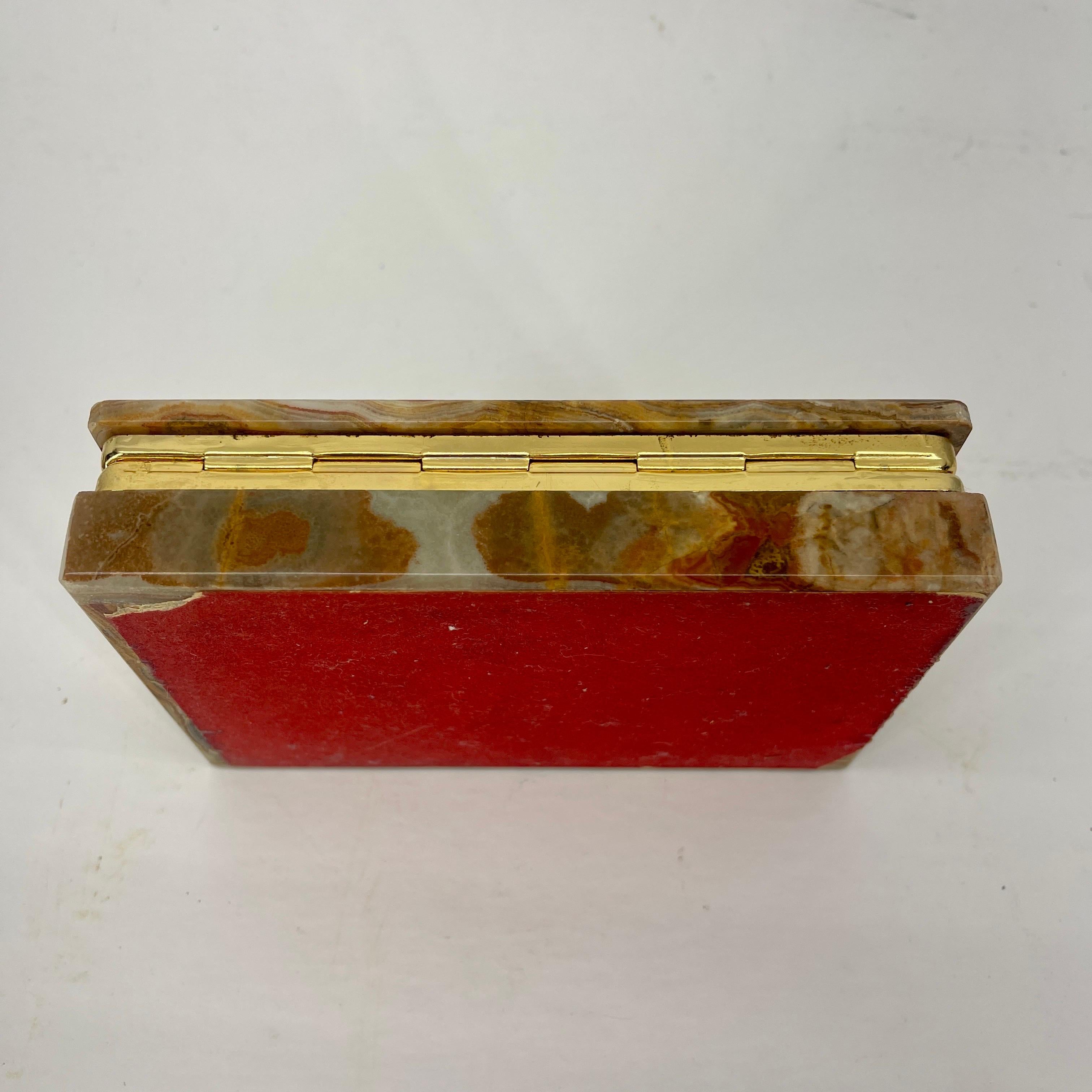 Italian Agate Jewelry Box with Gilt Brass Hardware, Circa 1960's  For Sale 8