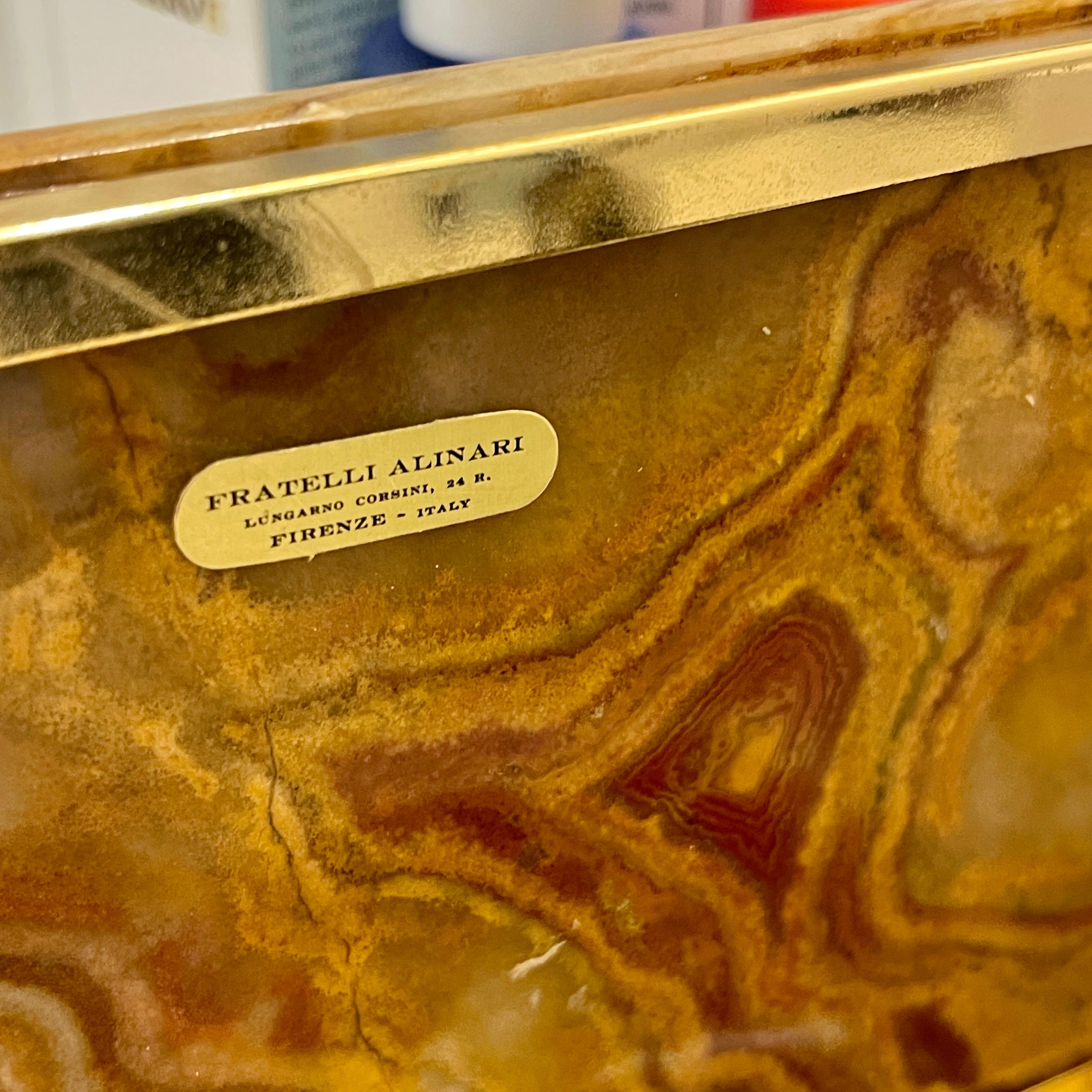 Italian Agate Jewelry Box with Gilt Brass Hardware, Circa 1960's  For Sale 10