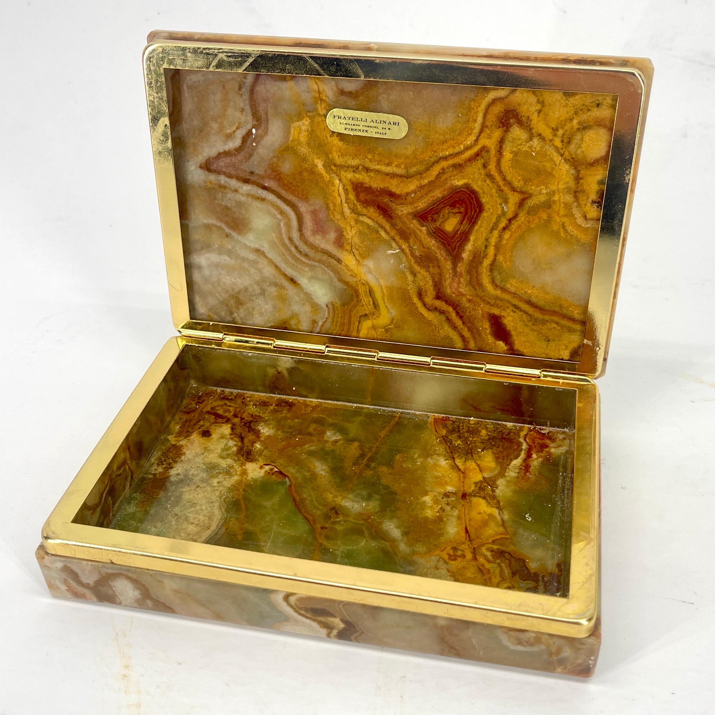 Italian Agate Jewelry Box with Gilt Brass Hardware, Circa 1960's  For Sale 12