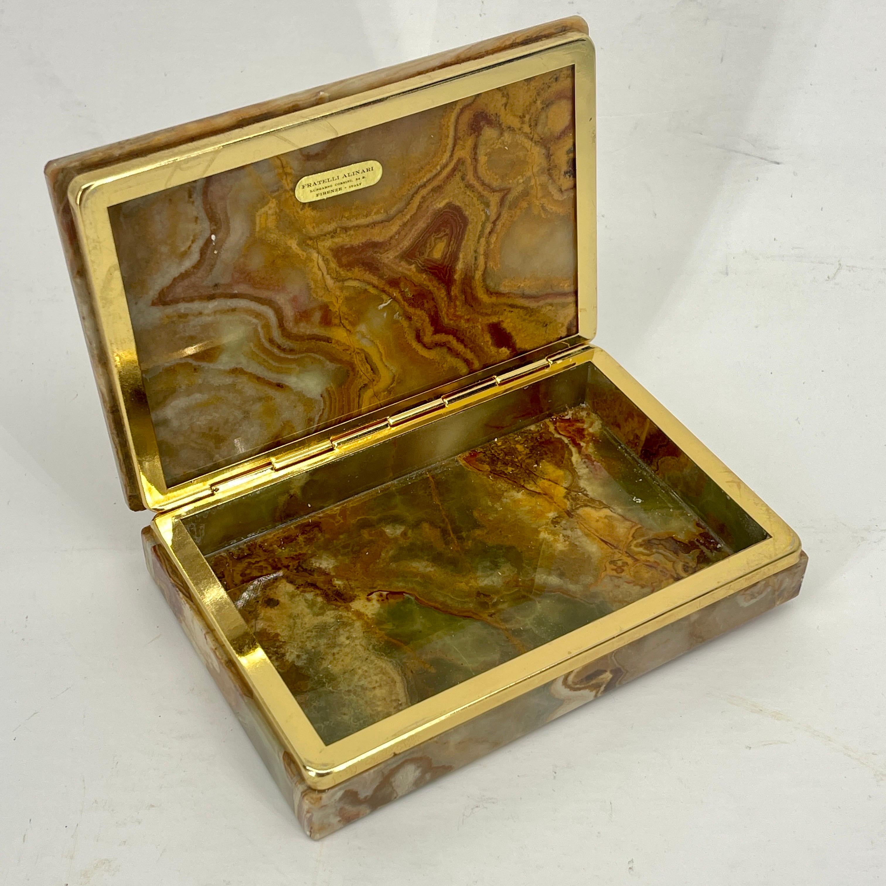 Italian Agate Jewelry Box with Gilt Brass Hardware, Circa 1960's  For Sale 1