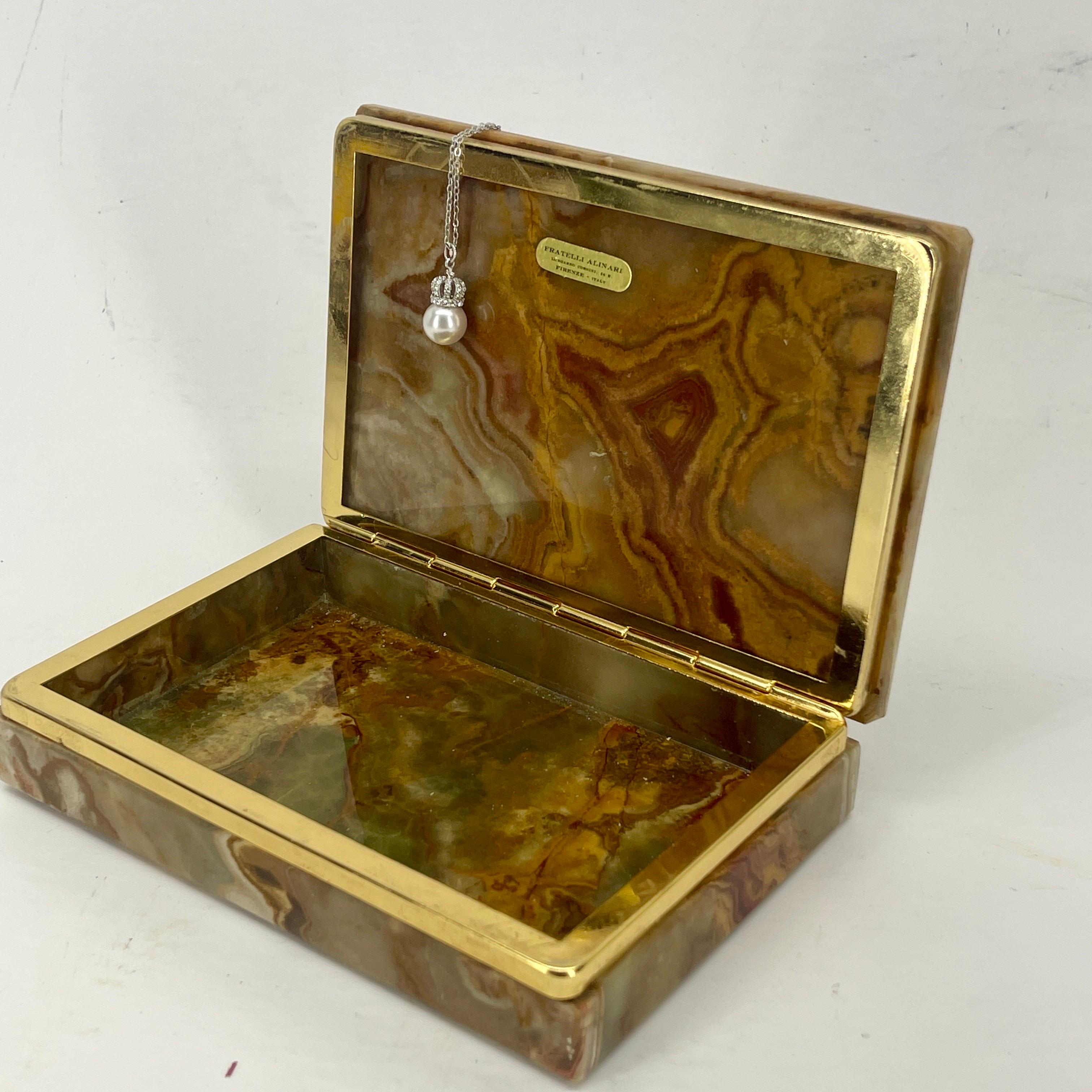 Italian Agate Jewelry Box with Gilt Brass Hardware, Circa 1960's  For Sale 2