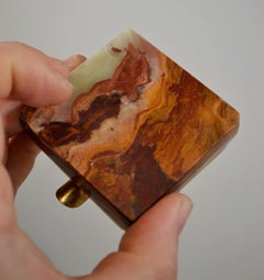Italian Agate Vide-Poche with Brass Mount, Unique 1970s Design