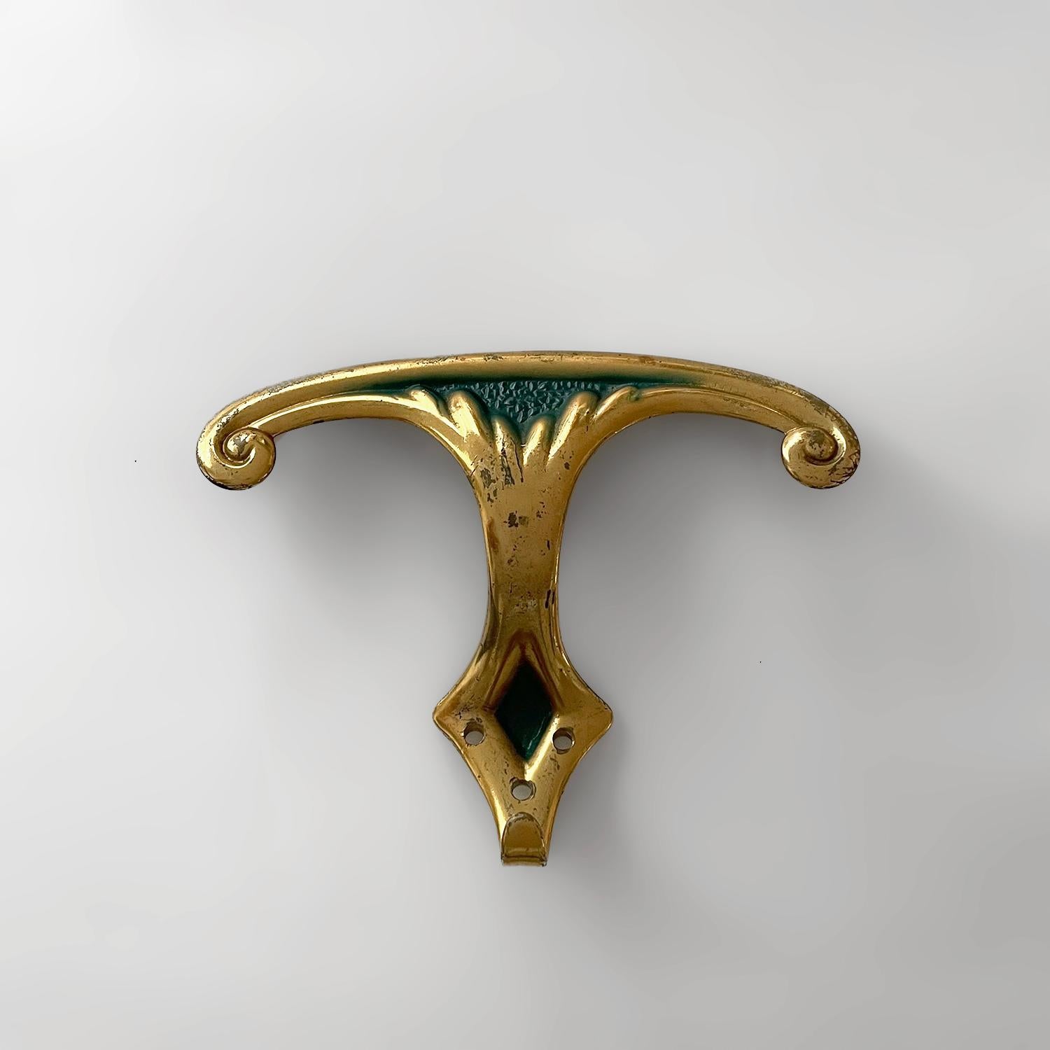 Italian Aged Brass Wall Hooks - 3 available  For Sale 1