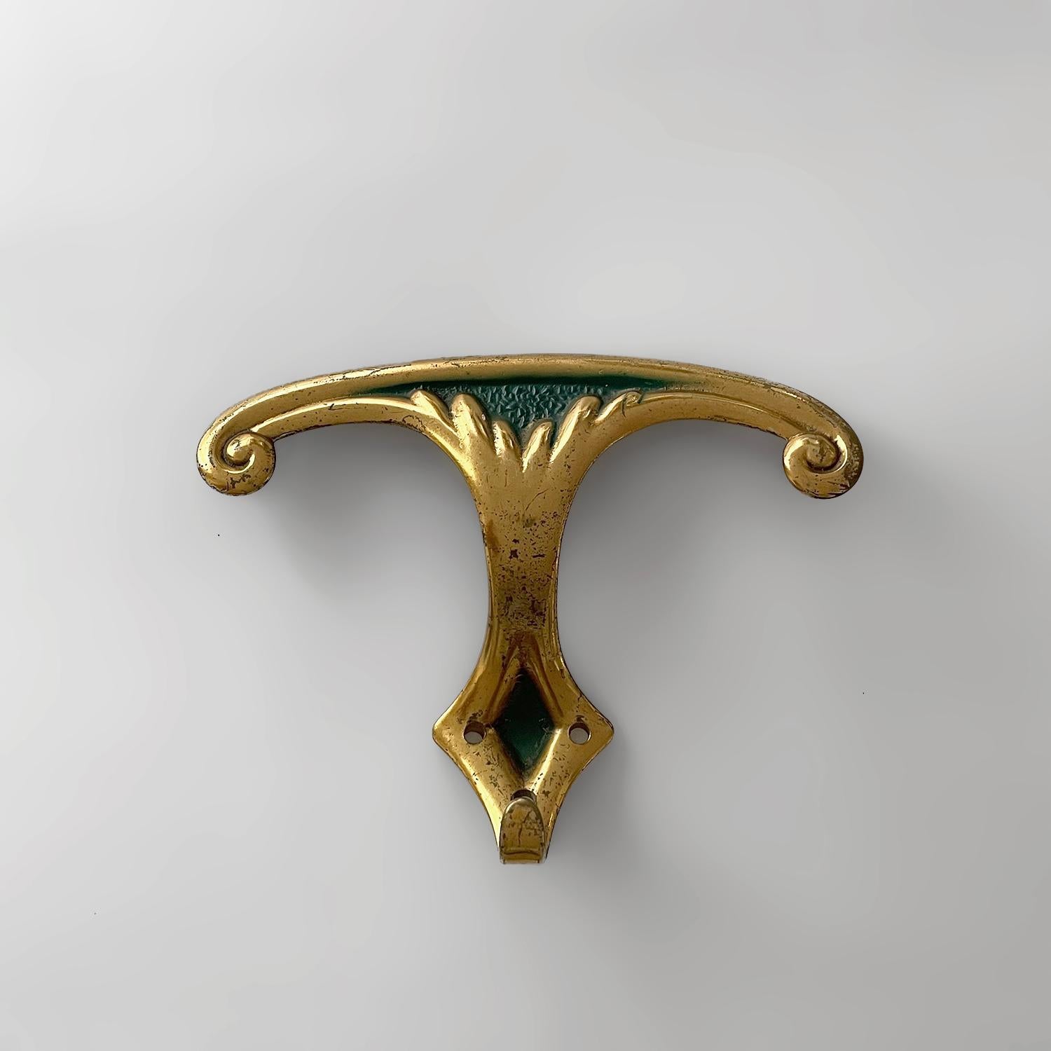 Italian Aged Brass Wall Hooks - 3 available  For Sale 2
